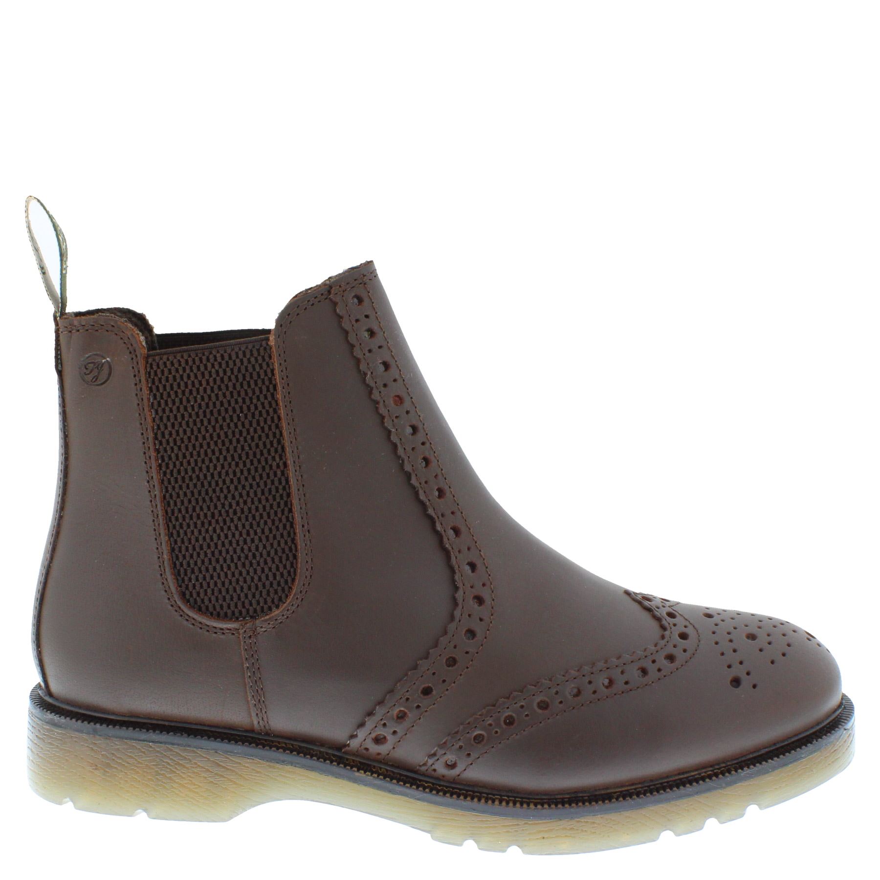 Herren Leder Hellbraun Chelsea Händler Brogue Stiefel Gepolstert Warkton Braun Schwarz - Bild 19 von 41