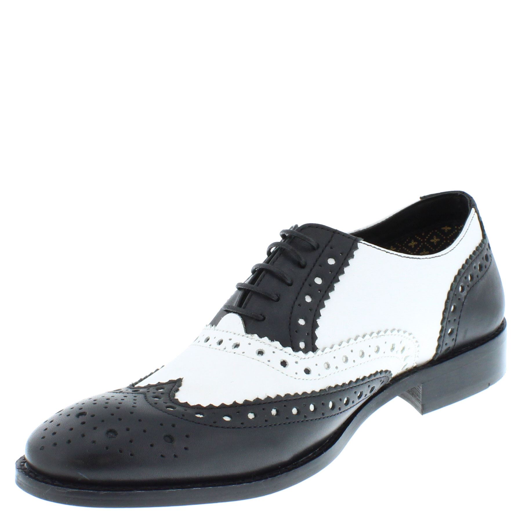 Frank James Redford Mens Leather Lace Up Wingtip Formal Gatsby Brogue Shoes - Picture 4 of 36