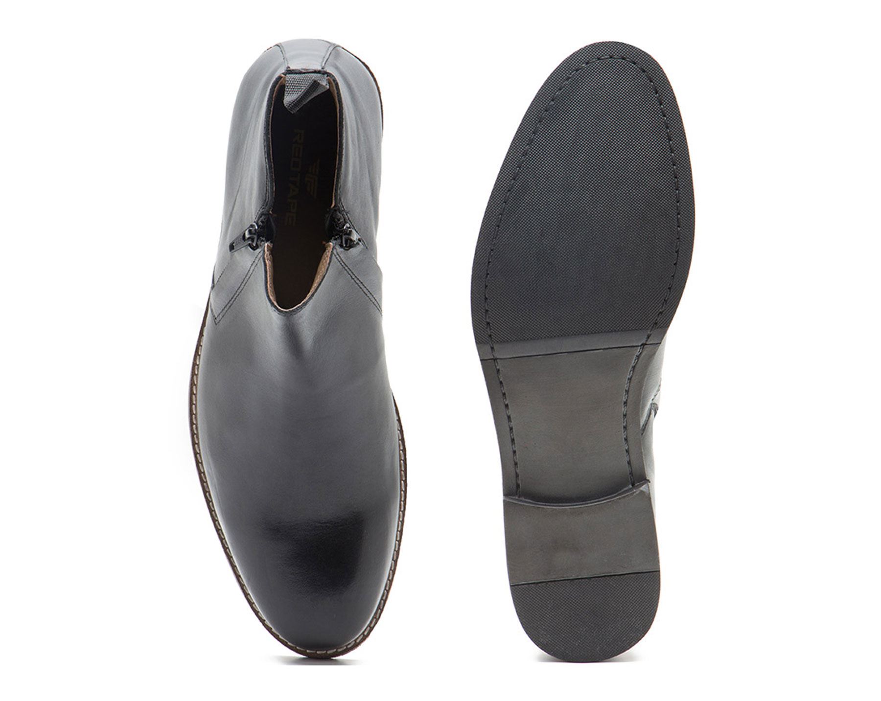 Red Tape Tabley Black Leather Mens Zip-Up Chelsea Boots Free UK P/&P!