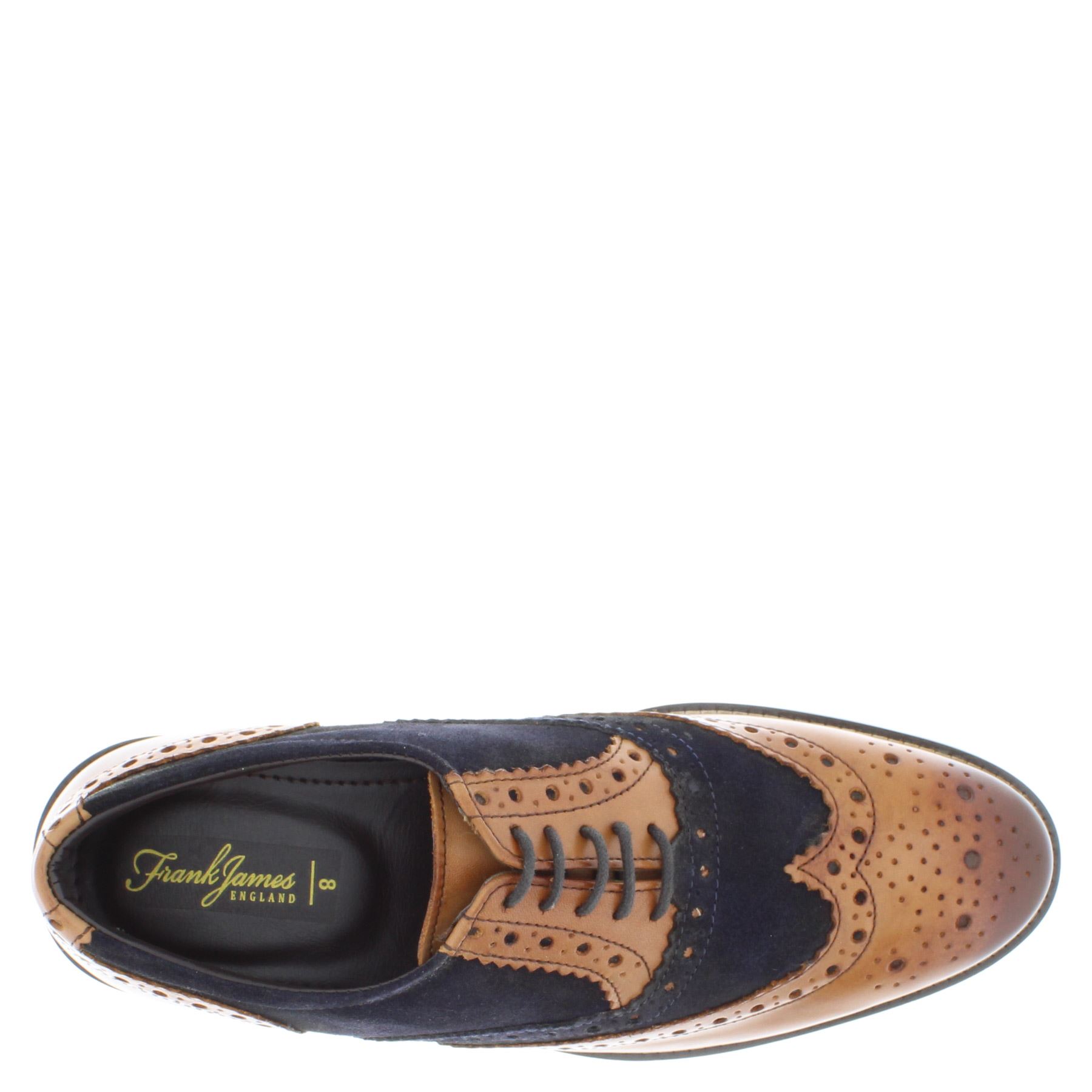 Frank James Redford Mens Leather Lace Up Wingtip Formal Gatsby Brogue Shoes - Picture 27 of 36