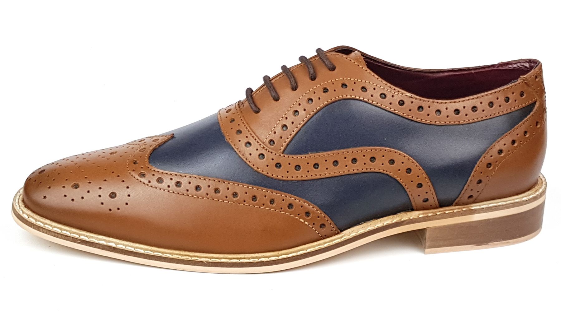 Frank James Newham Brogue Leather Shoes Lace Up Wingtip Spat Formal UK Size 7 - Picture 3 of 6