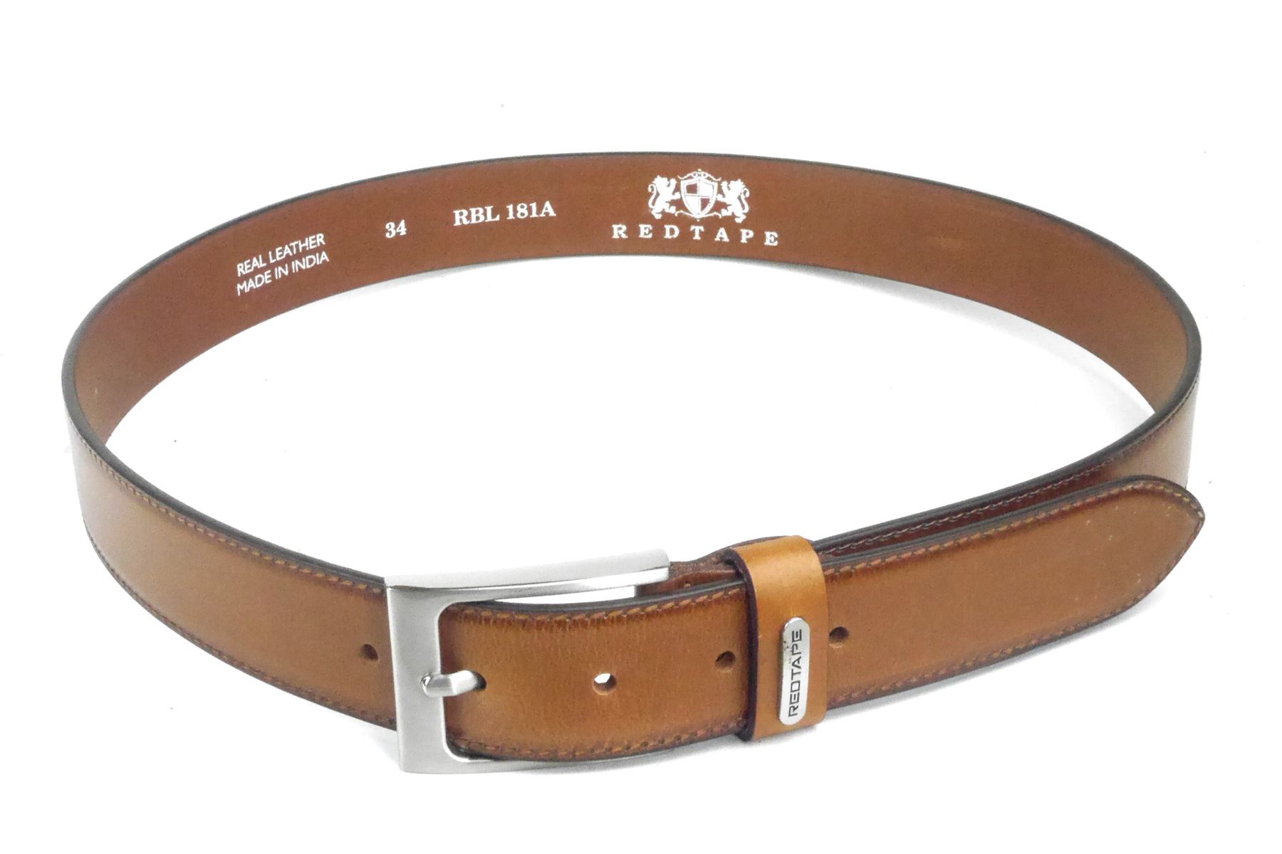 Cinturones de cuero para hombre Red Tape marrón bronceado bordo negro - Imagen 9 de 9