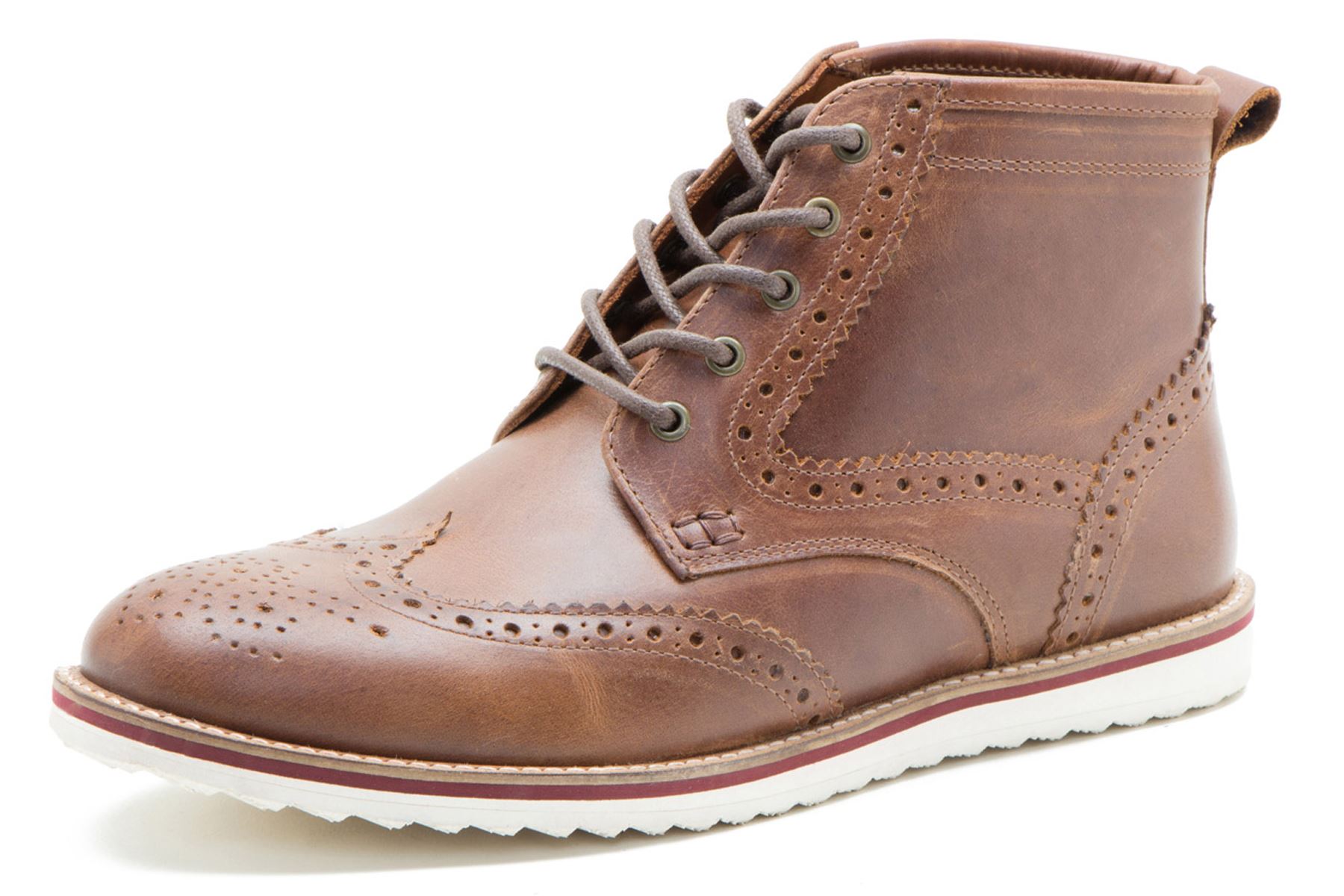 Contraste con roja suela Horwood de botas cordones Cinta Brogue hombre Tan para cuero a1q0Xfdaw