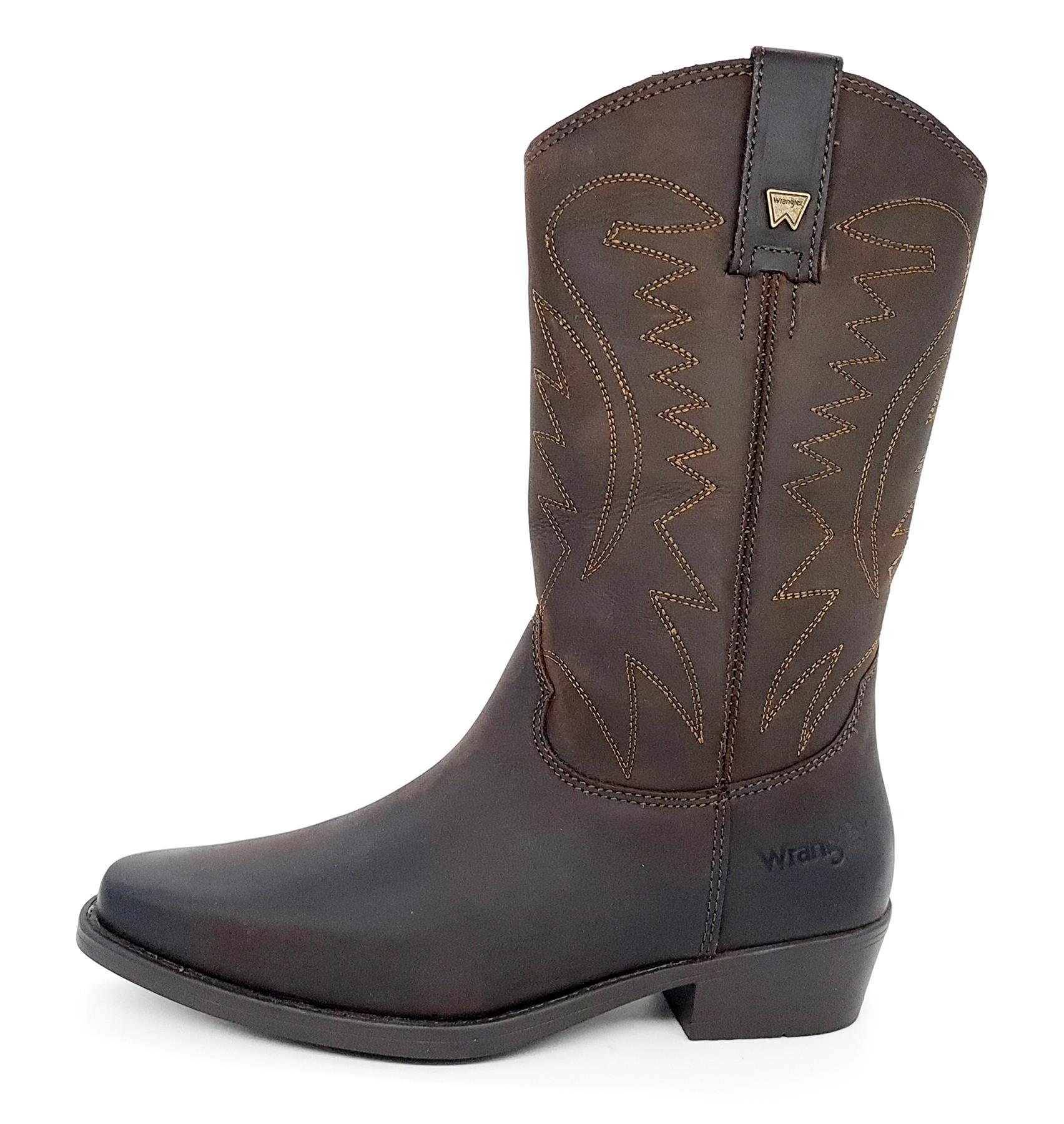 Botas vaqueras Wrangler Tex Hi de cuero marrón para hombre - Imagen 12 de 14