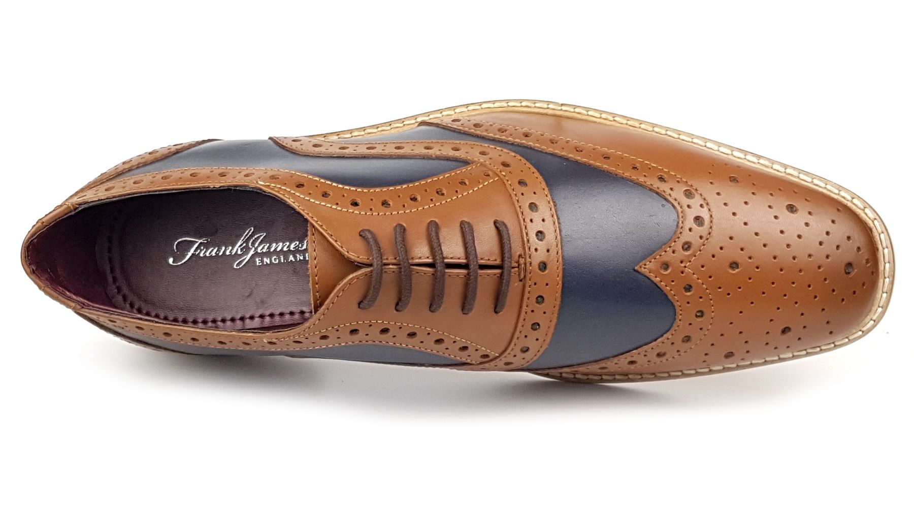 Frank James Newham Brogue Leather Shoes Lace Up Wingtip Spat Formal UK Size 7 - Picture 6 of 6