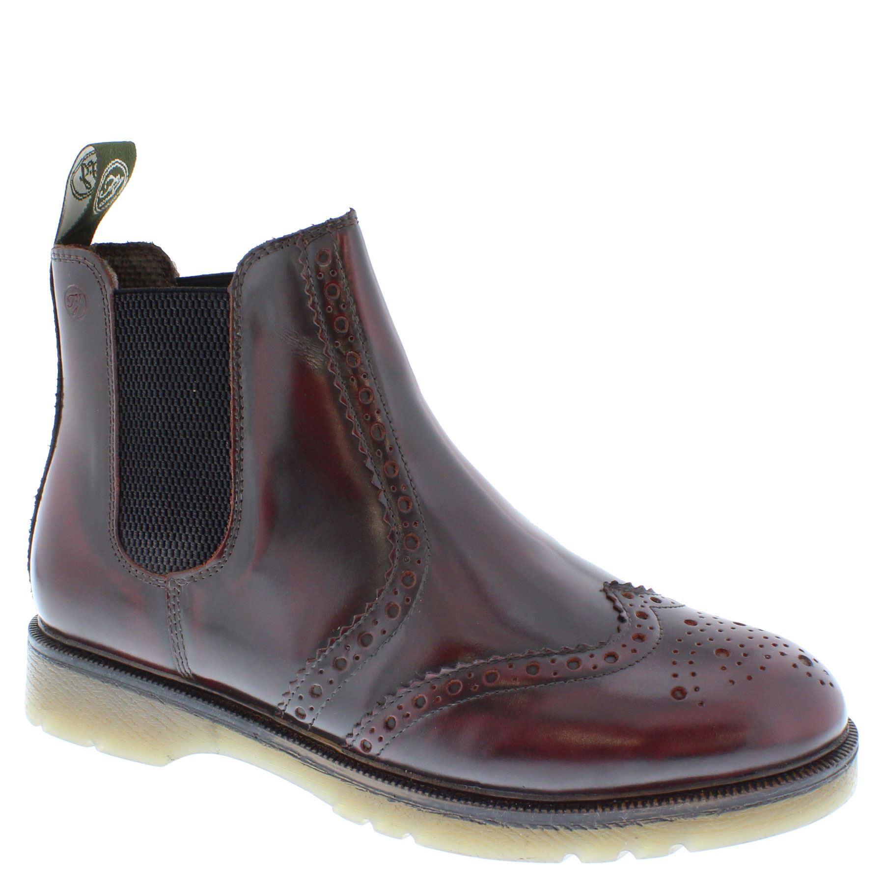 Herren Leder Hellbraun Chelsea Händler Brogue Stiefel Gepolstert Warkton Braun Schwarz - Bild 26 von 41