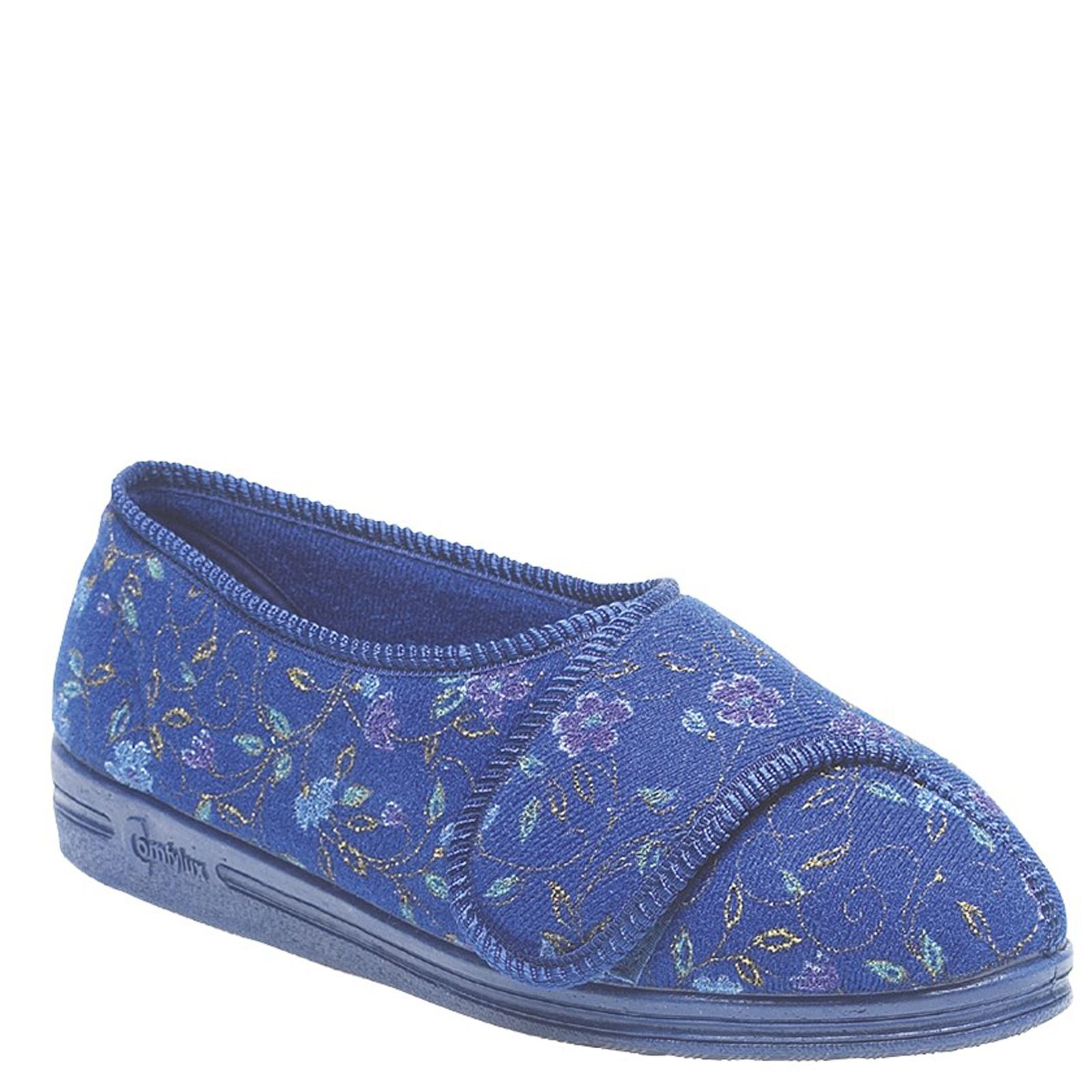Comfylux Davina Ladies' Super Wide Fit Touch Fastening Slippers - Picture 3 of 5