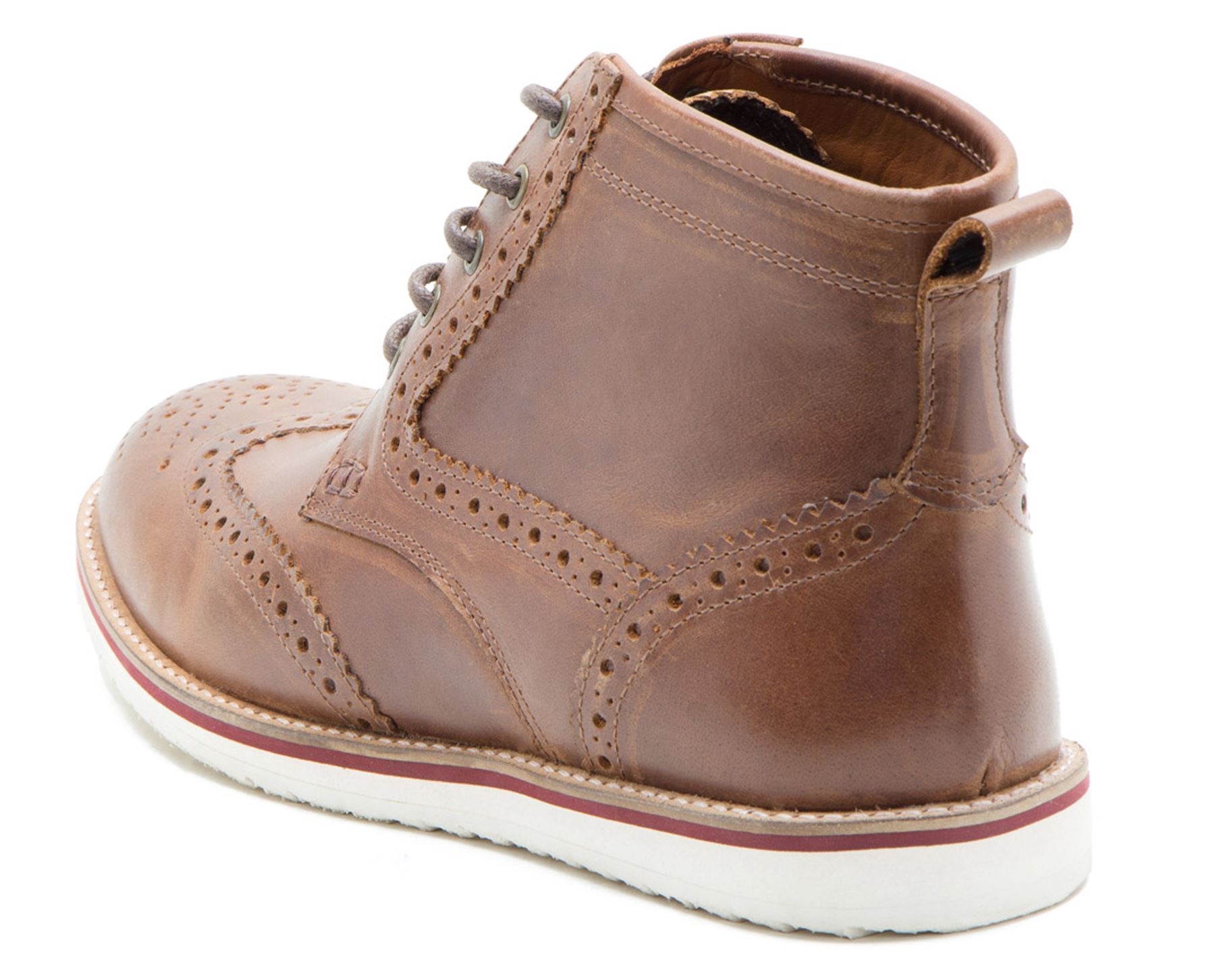 Contraste con roja suela Horwood de botas cordones Cinta Brogue hombre Tan para cuero a1q0Xfdaw