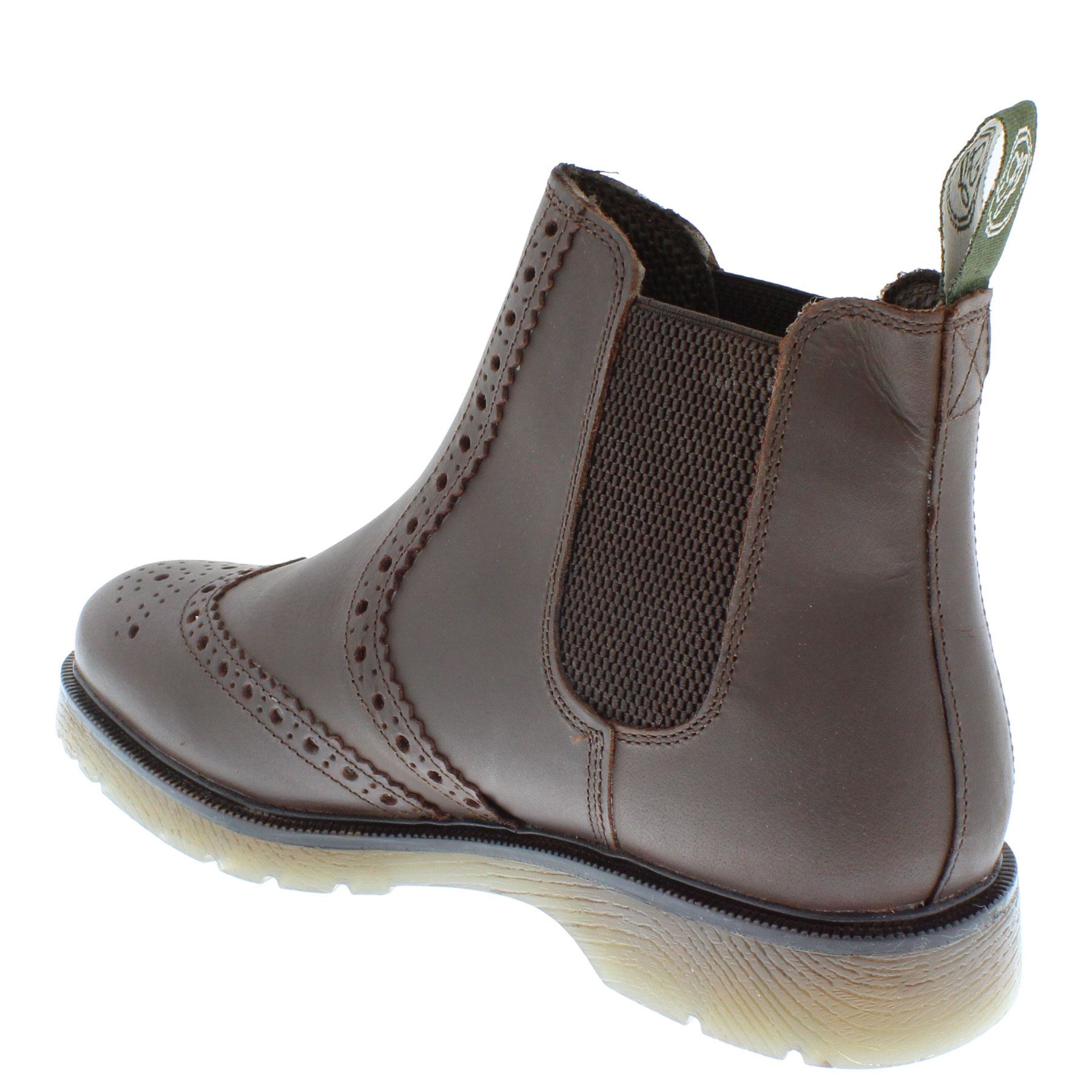 Herren Leder Hellbraun Chelsea Händler Brogue Stiefel Gepolstert Warkton Braun Schwarz - Bild 22 von 41