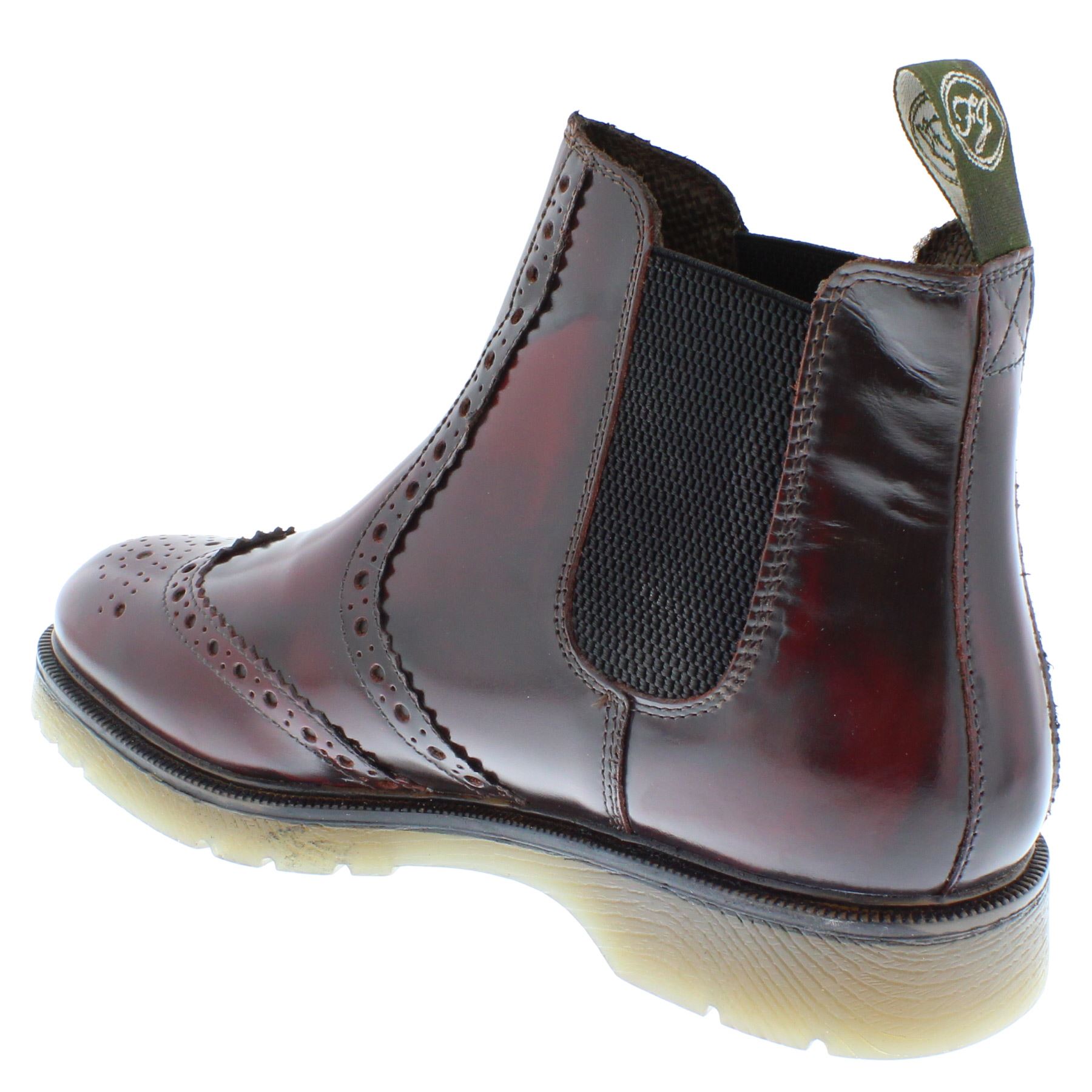 Herren Leder Hellbraun Chelsea Händler Brogue Stiefel Gepolstert Warkton Braun Schwarz - Bild 30 von 41