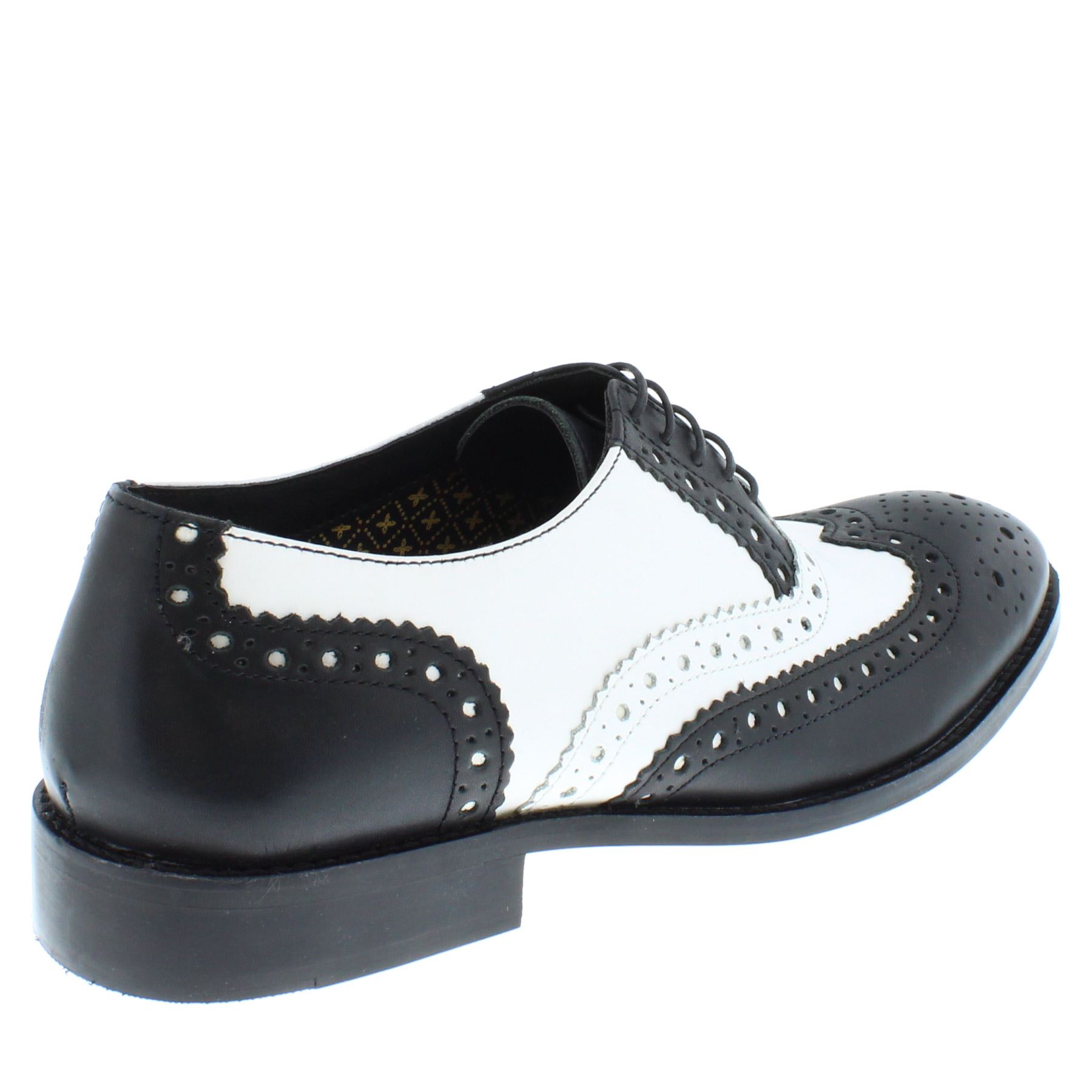 Frank James Redford Mens Leather Lace Up Wingtip Formal Gatsby Brogue Shoes - Picture 7 of 36