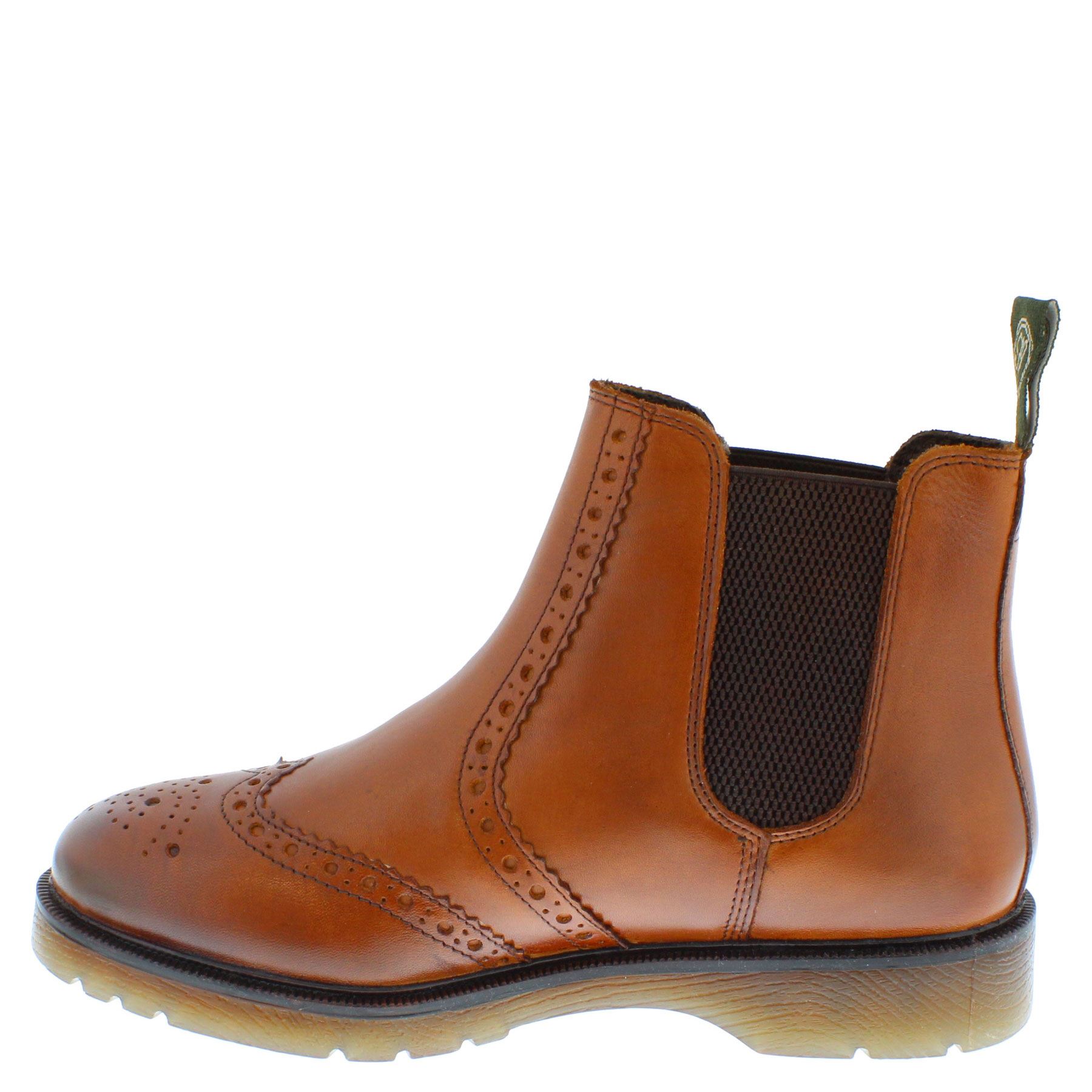 Herren Leder Hellbraun Chelsea Händler Brogue Stiefel Gepolstert Warkton Braun Schwarz - Bild 37 von 41