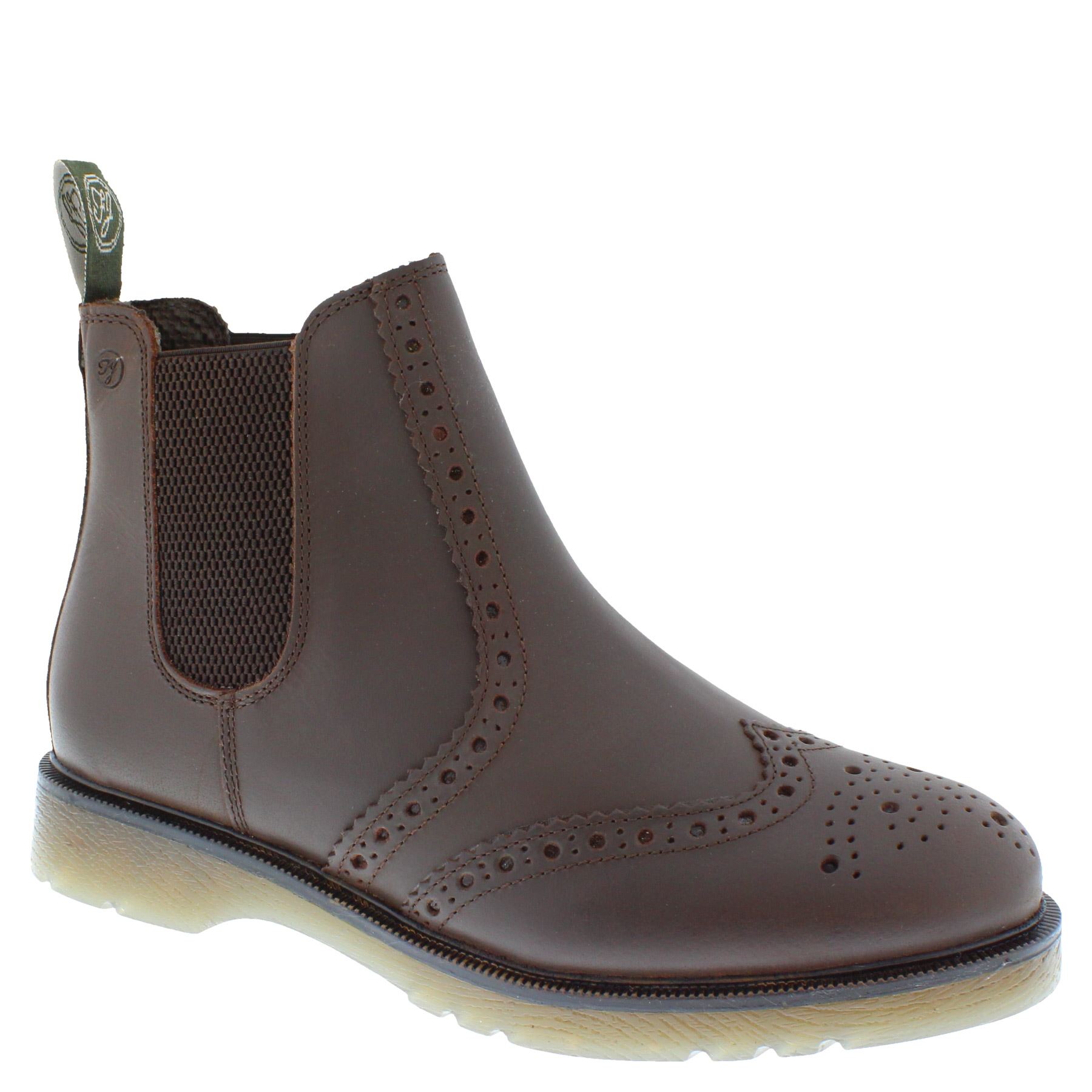 Herren Leder Hellbraun Chelsea Händler Brogue Stiefel Gepolstert Warkton Braun Schwarz - Bild 18 von 41