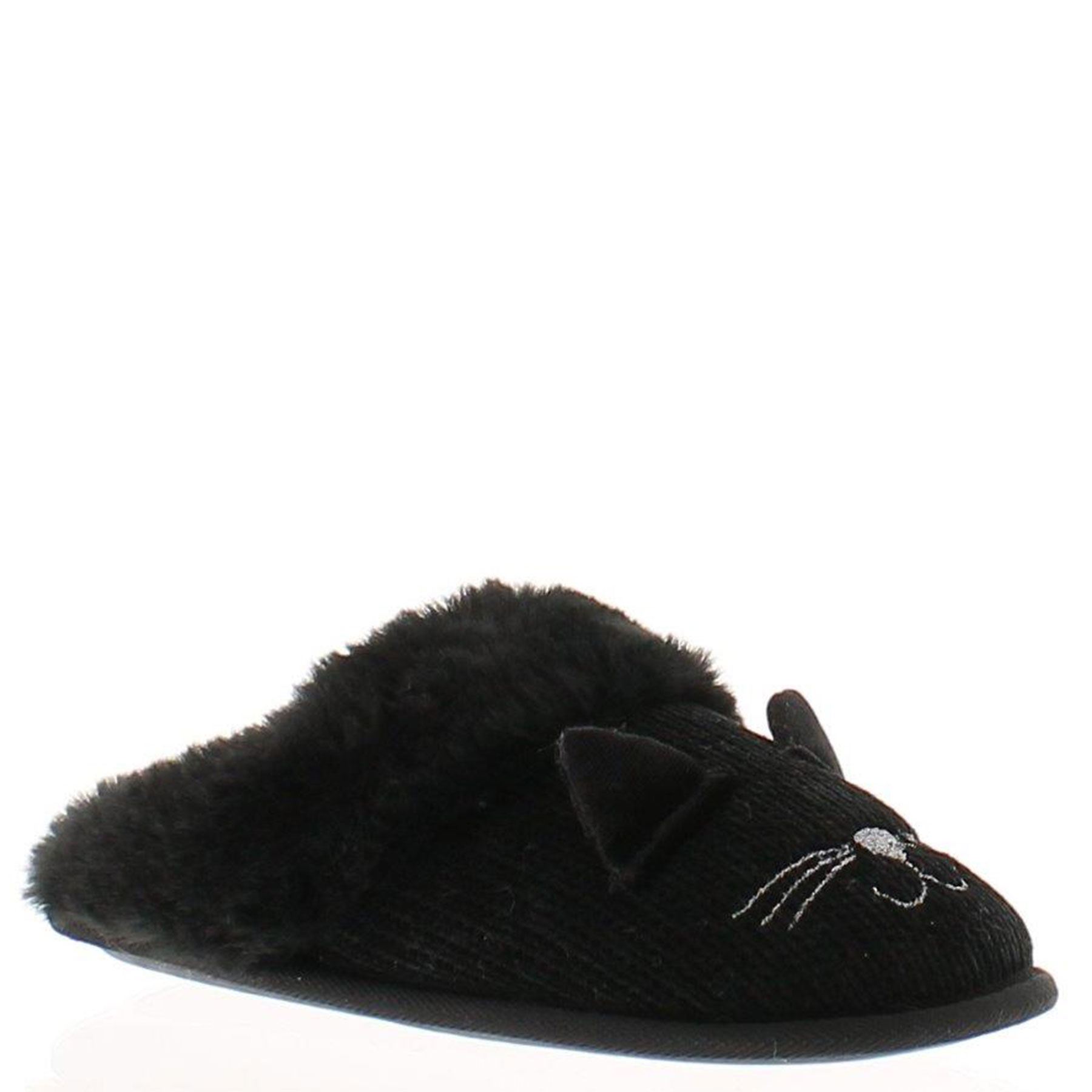 Cozipawz Kitz Cosy Women's Faux Fur Cat Mule Slippers Pink Black - Picture 2 of 7