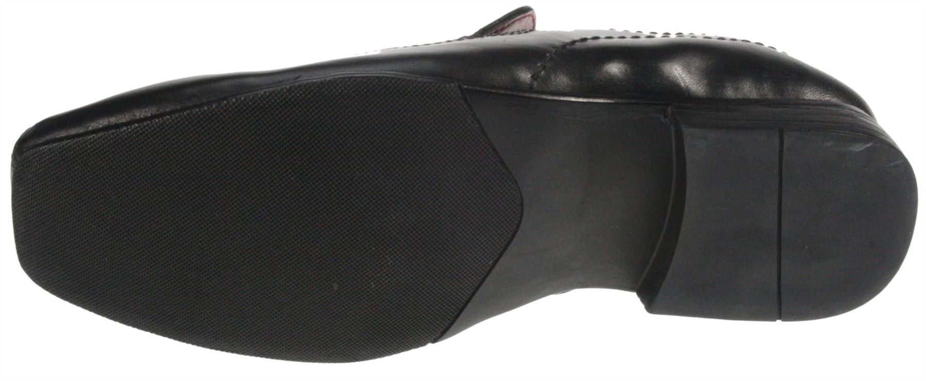 Zapatos sin cordones de cuero negro con cinta roja para niños Reino Unido Junior talla 1 2 3 - Imagen 4 de 4