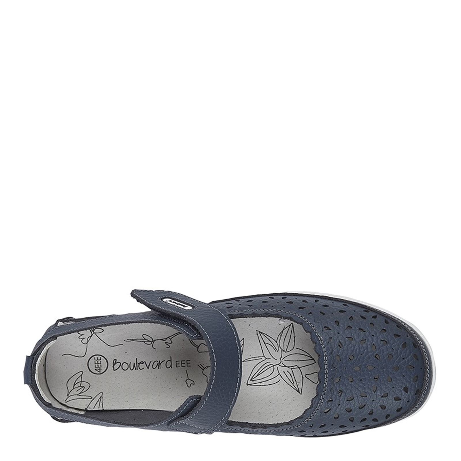 Boulevard L 9552 Ladies' Touch Fastening Perforated Leather Mary Jane Shoes - Picture 7 of 7
