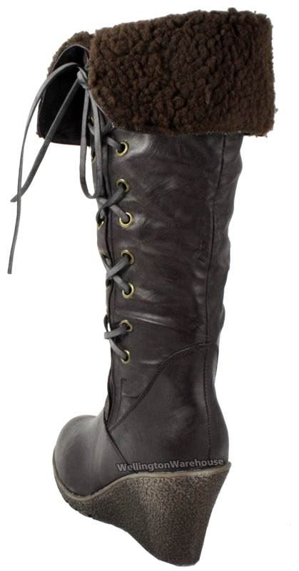 Knee Boots Ward Flb610 Wedge Ladies Zip Manfield Brown High qBtZg