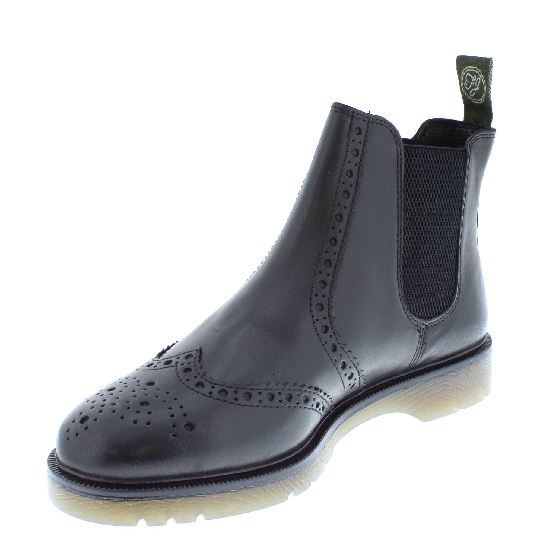 Herren Leder Hellbraun Chelsea Händler Brogue Stiefel Gepolstert Warkton Braun Schwarz - Bild 4 von 41