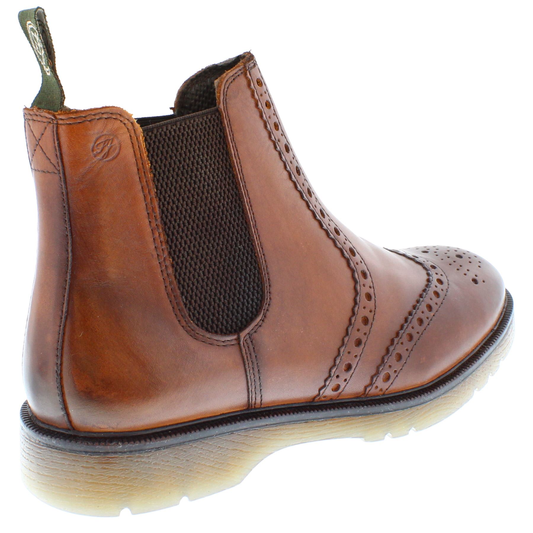 Herren Leder Hellbraun Chelsea Händler Brogue Stiefel Gepolstert Warkton Braun Schwarz - Bild 15 von 41