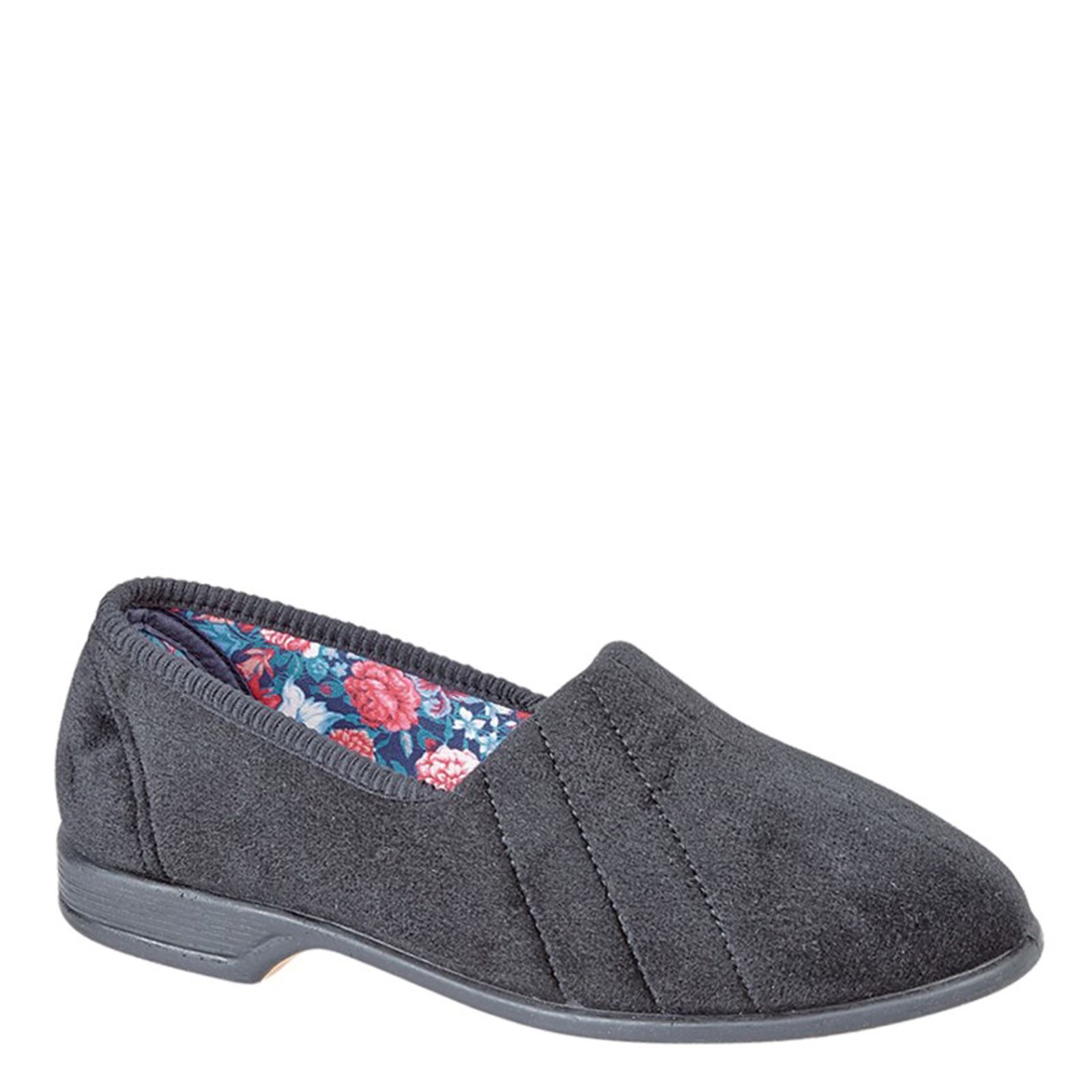 Zapatillas de terciopelo Sleepers Audrey para dama con tapa enrollable en V - Imagen 2 de 9