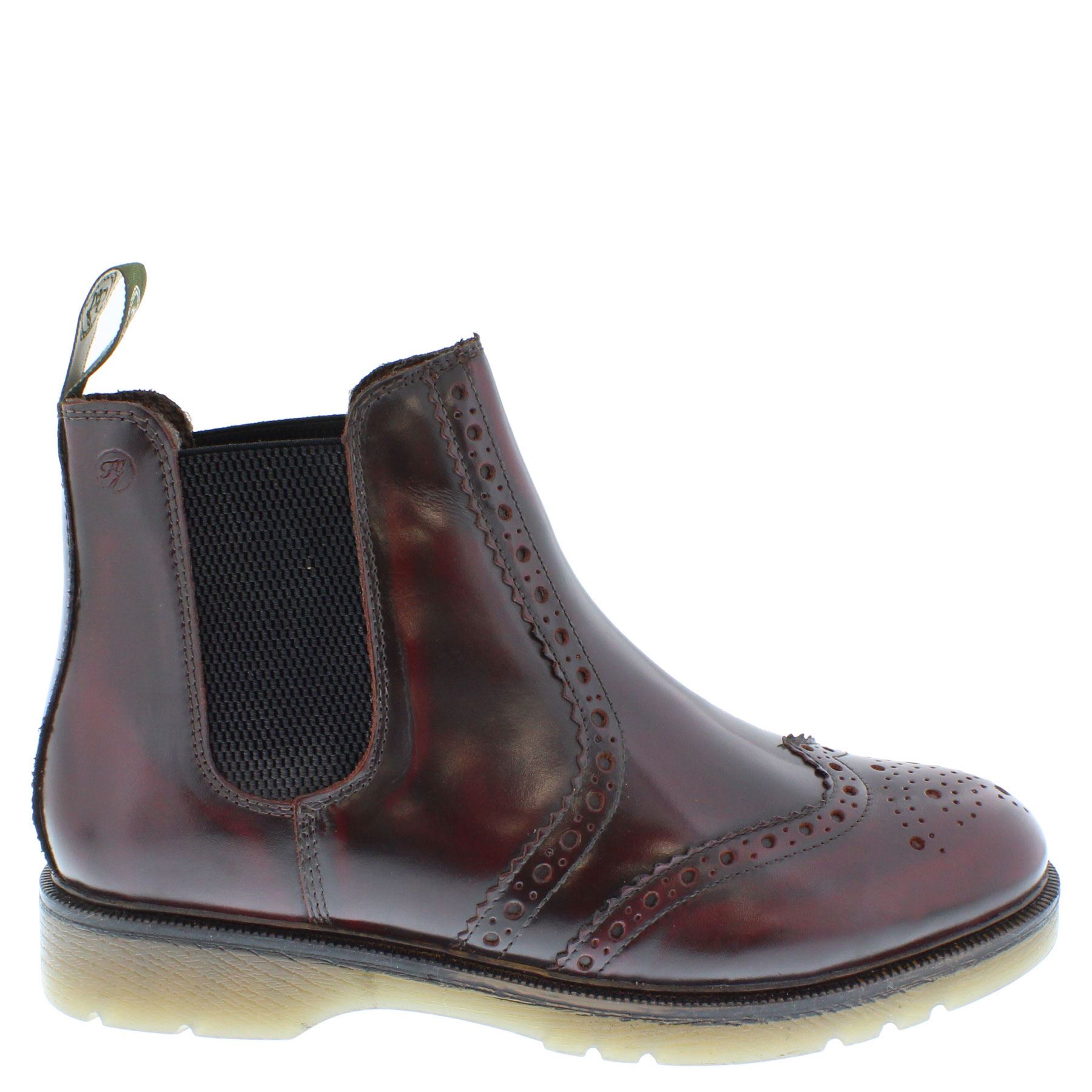 Herren Leder Hellbraun Chelsea Händler Brogue Stiefel Gepolstert Warkton Braun Schwarz - Bild 27 von 41