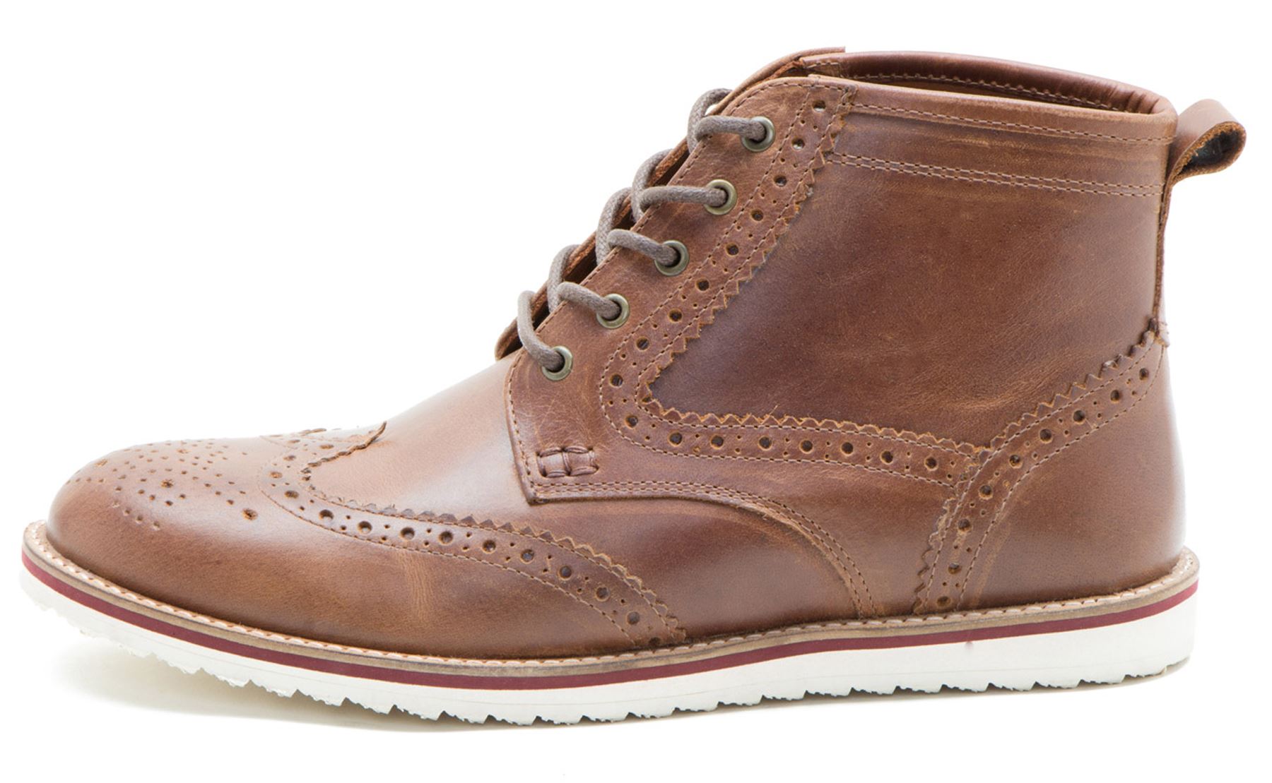 Contraste con roja suela Horwood de botas cordones Cinta Brogue hombre Tan para cuero a1q0Xfdaw
