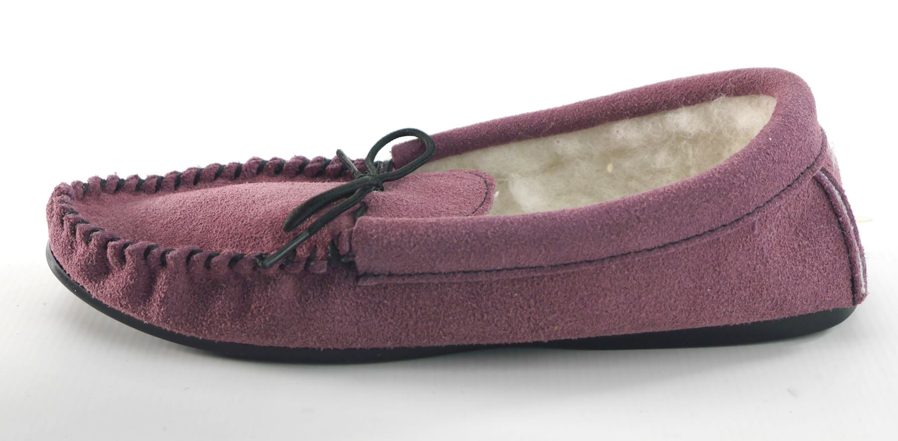 Coopers Made In England Suede Wool Lined Ladies Pink Moccasin Slippers