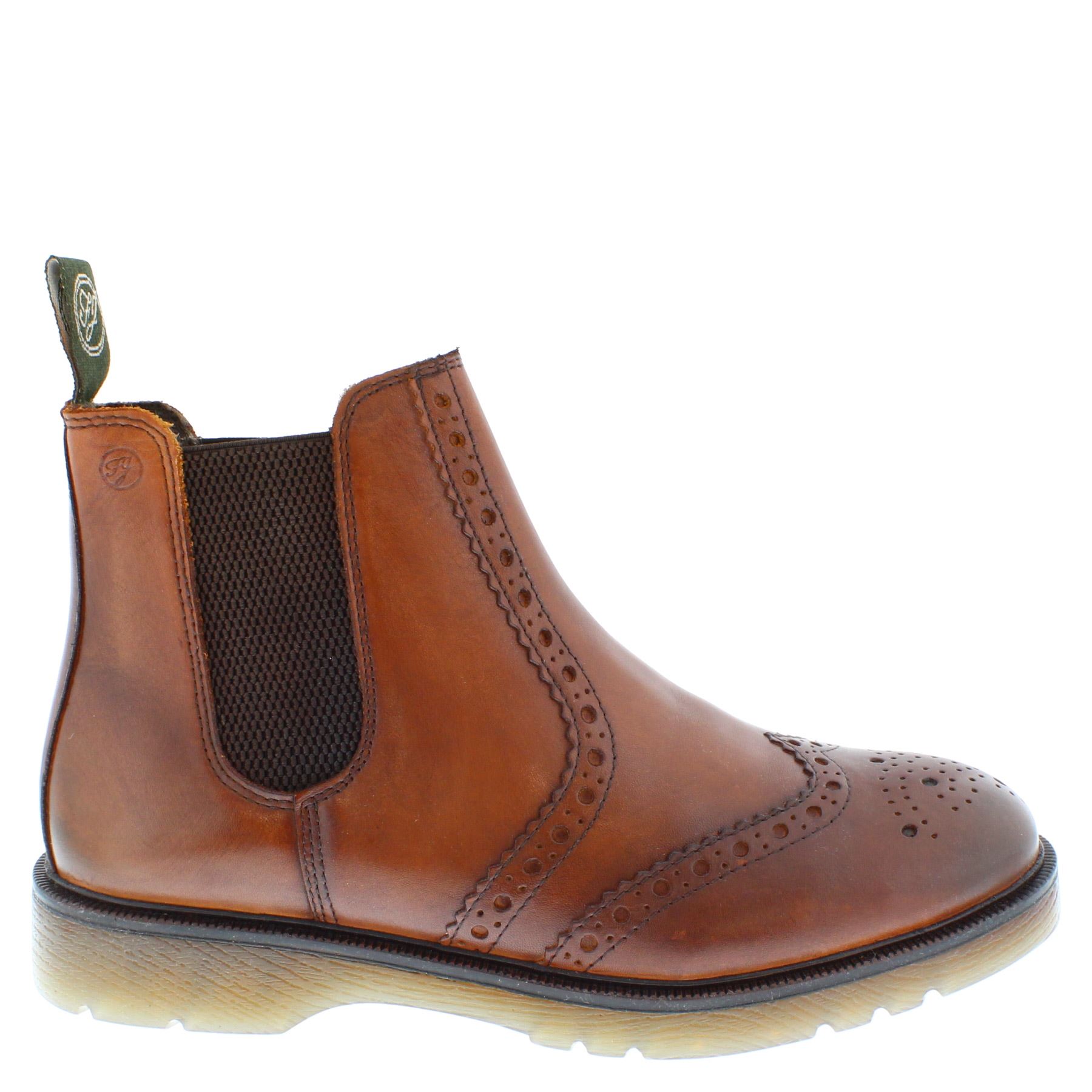 Herren Leder Hellbraun Chelsea Händler Brogue Stiefel Gepolstert Warkton Braun Schwarz - Bild 11 von 41