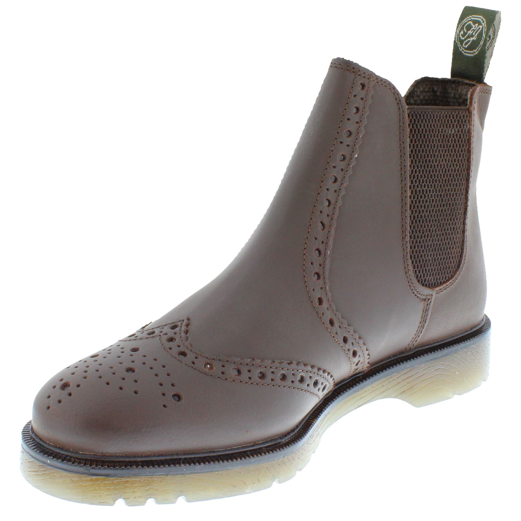 Herren Leder Hellbraun Chelsea Händler Brogue Stiefel Gepolstert Warkton Braun Schwarz - Bild 20 von 41