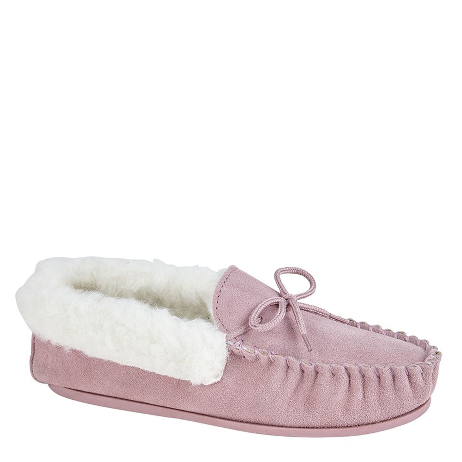Mokkers Emily Ladies' Suede Warm Fleece Lined Slip On Moccasin Slippers - Picture 5 of 7