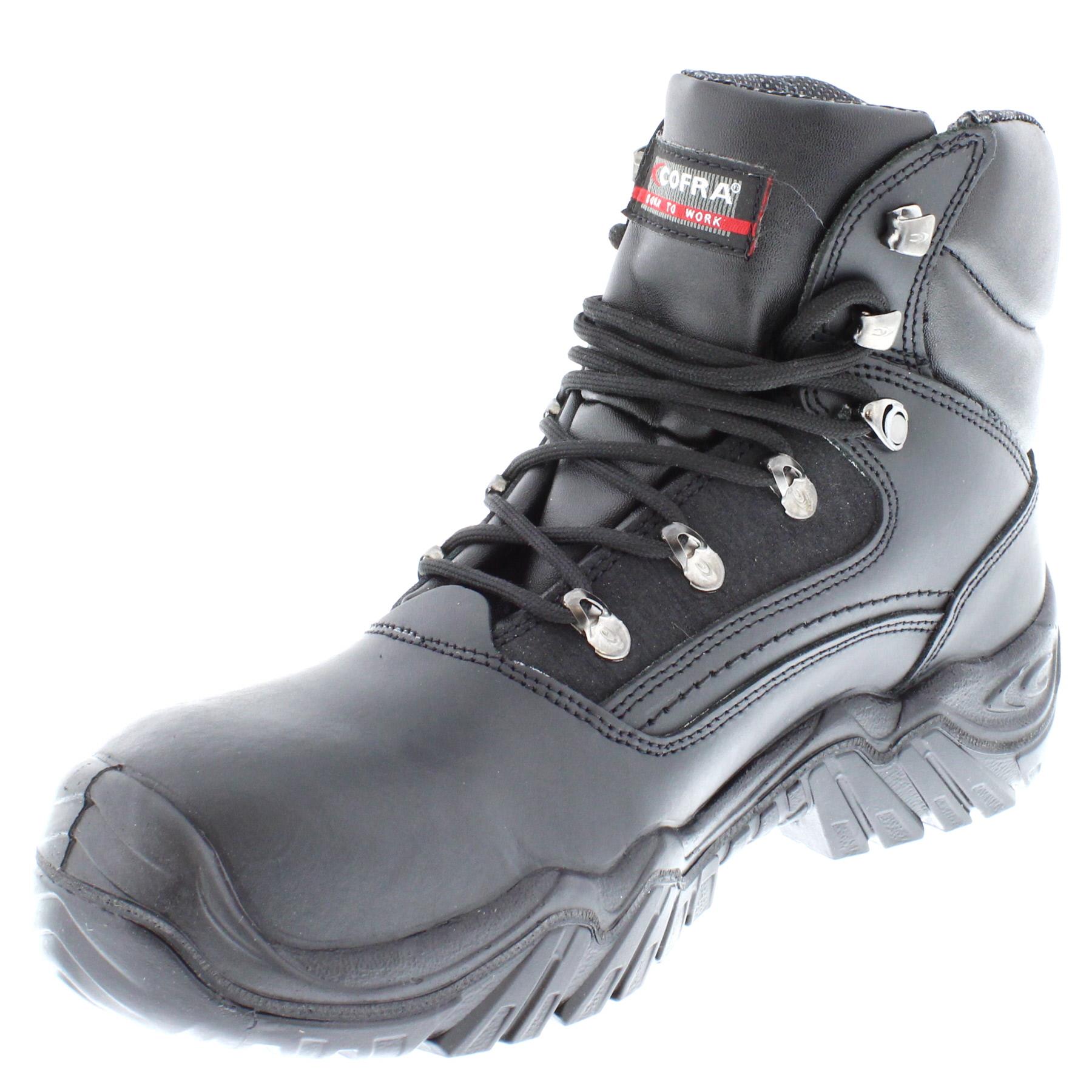 Cofra Ortles Men's S3 Water Repellent Black Leather Lace Up Safety Boots - Picture 4 of 9