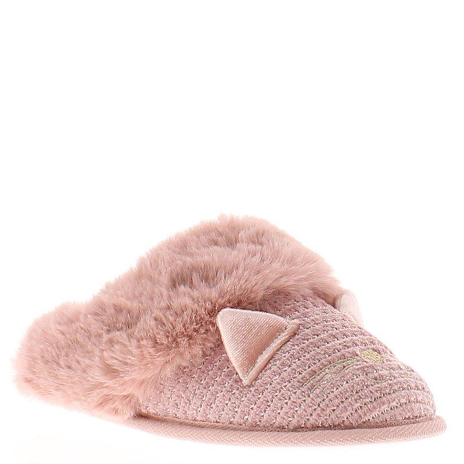 Cozipawz Kitz Cosy Women's Faux Fur Cat Mule Slippers Pink Black - Picture 5 of 7