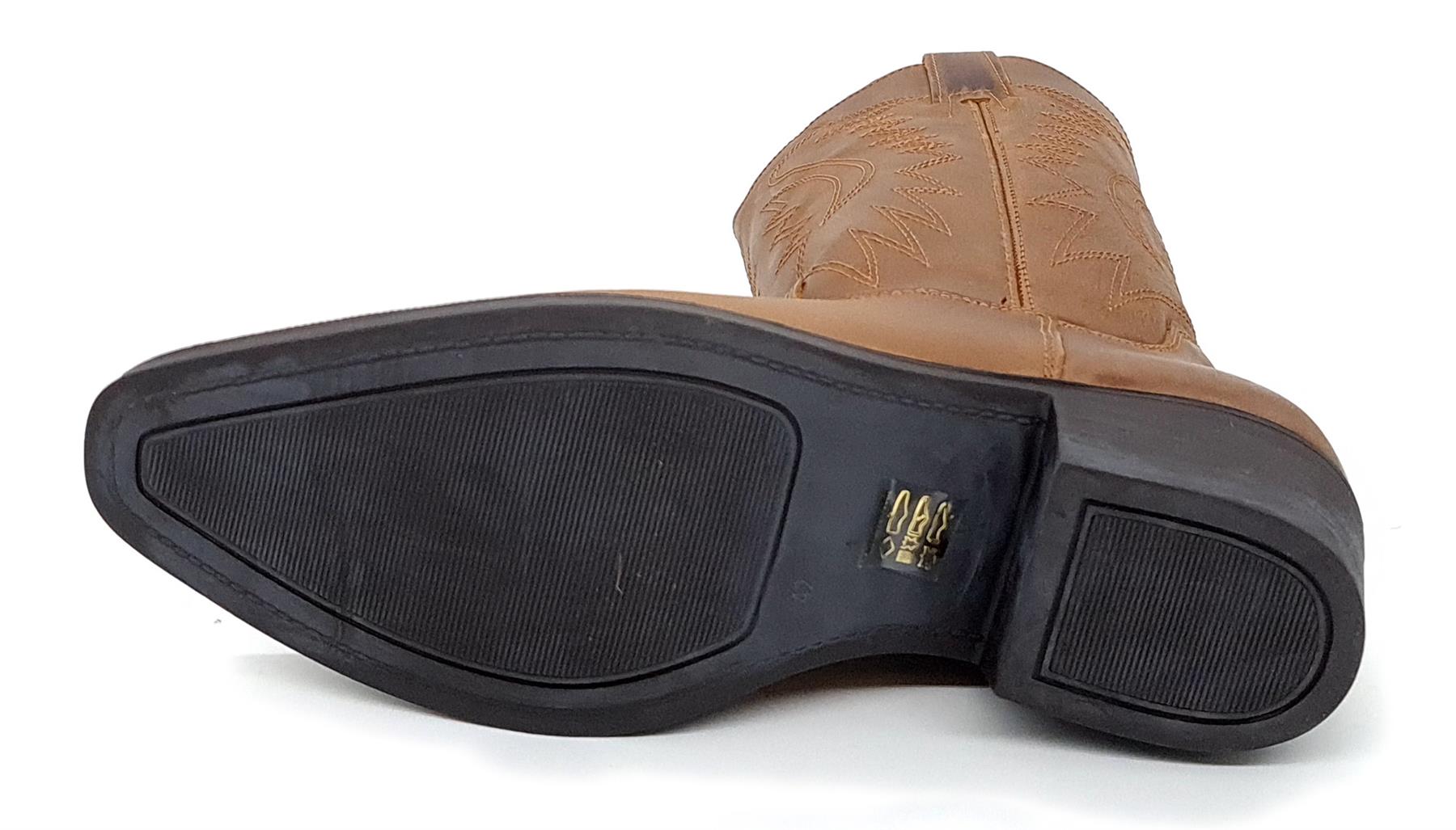 Botas vaqueras Wrangler Tex Hi de cuero marrón para hombre - Imagen 10 de 14