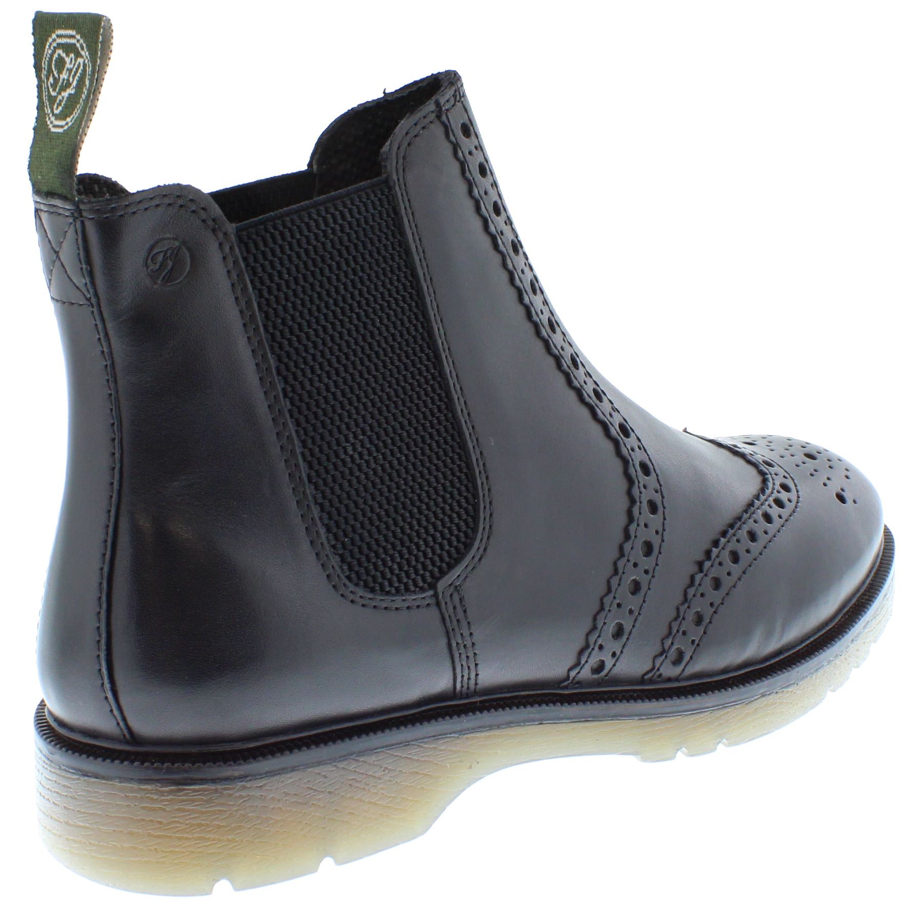 Herren Leder Hellbraun Chelsea Händler Brogue Stiefel Gepolstert Warkton Braun Schwarz - Bild 7 von 41