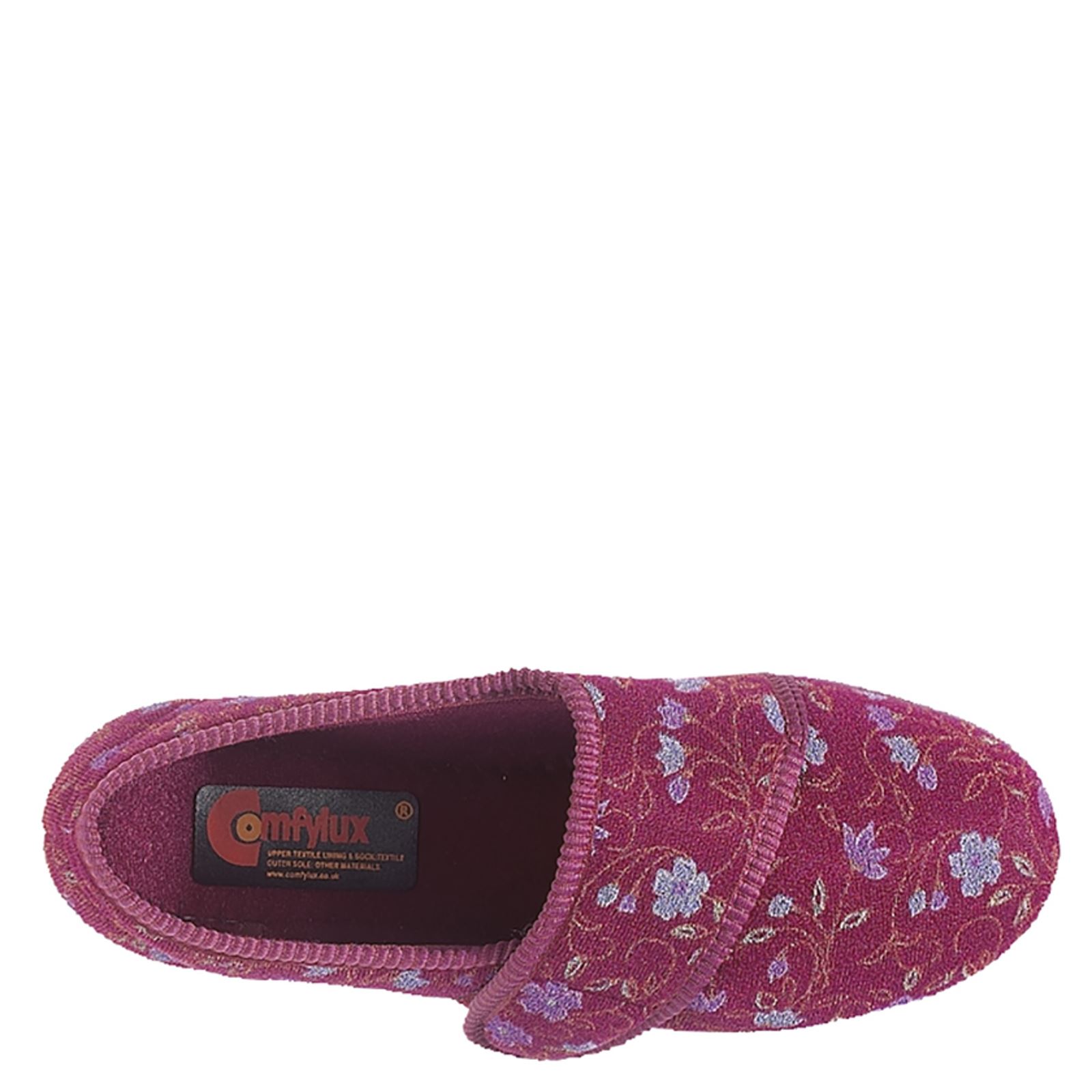 Comfylux Sally Ladies' Side Seam Super Wide Fit Touch Fastening Slippers - Picture 3 of 3
