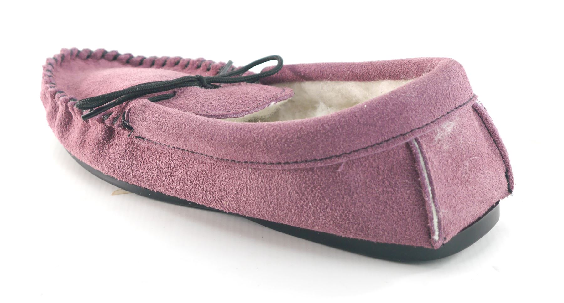 Coopers Made In England Suede Wool Lined Ladies Pink Moccasin Slippers