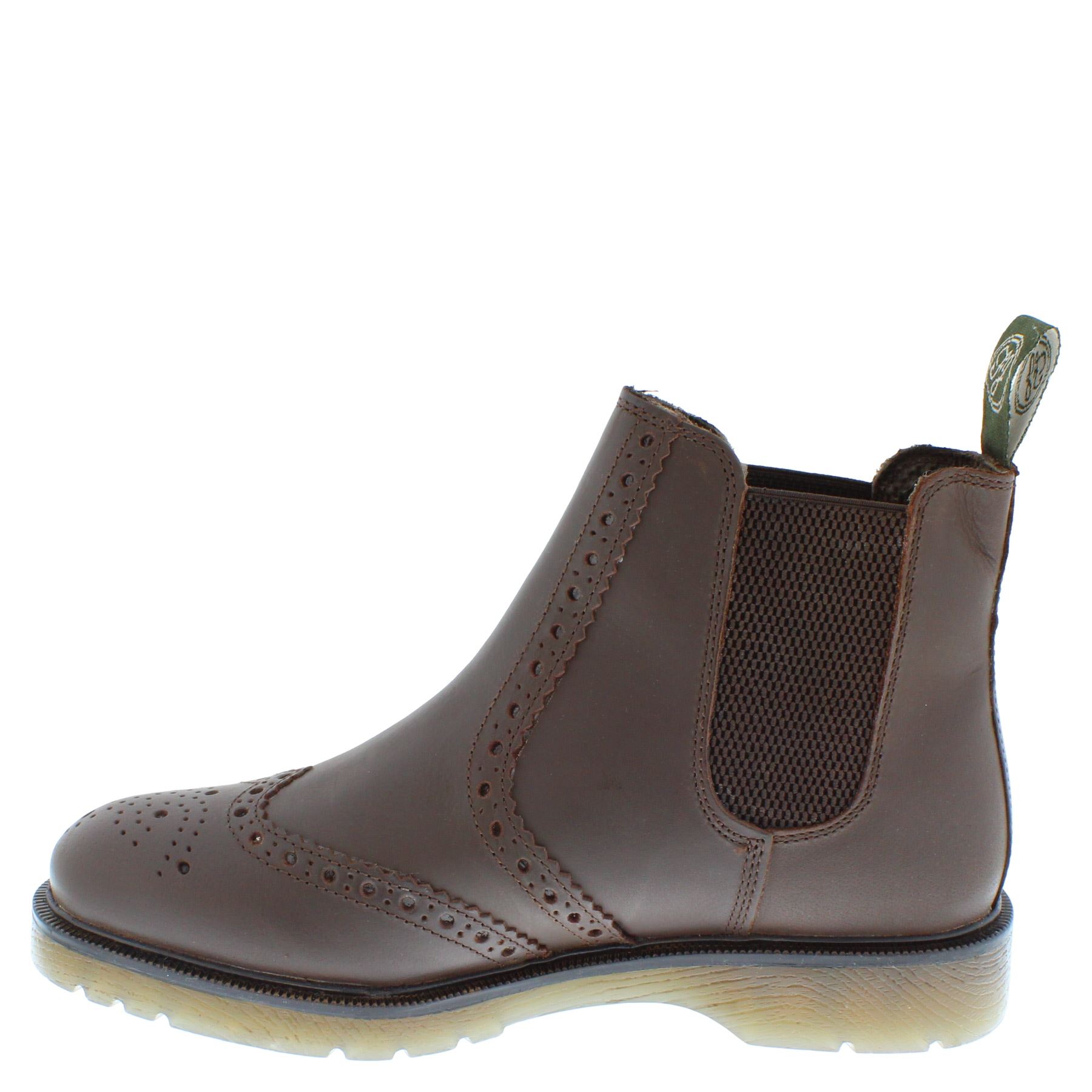 Herren Leder Hellbraun Chelsea Händler Brogue Stiefel Gepolstert Warkton Braun Schwarz - Bild 21 von 41