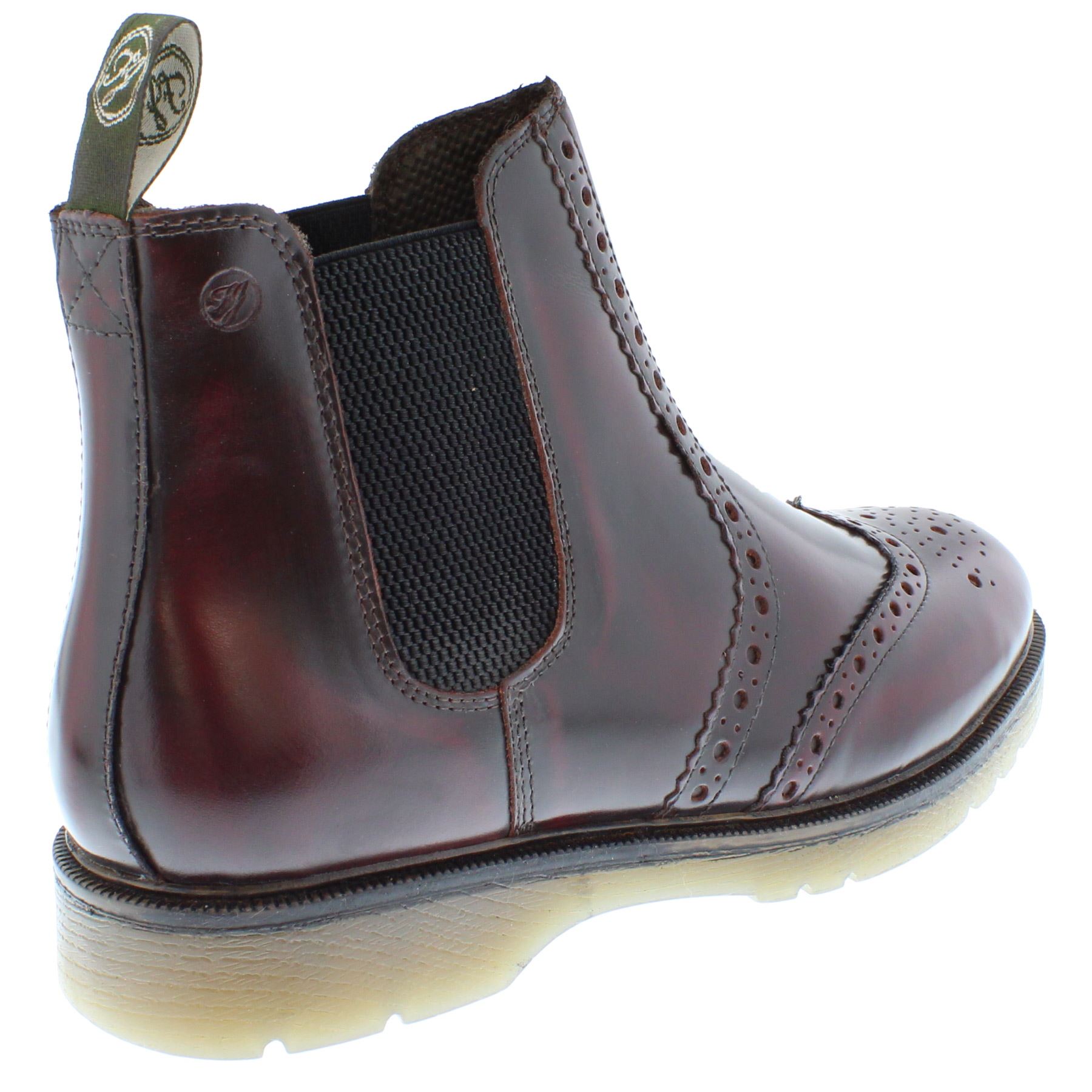 Herren Leder Hellbraun Chelsea Händler Brogue Stiefel Gepolstert Warkton Braun Schwarz - Bild 31 von 41