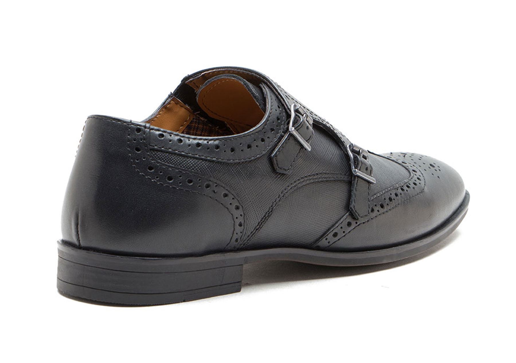 Red Tape Danson Mens twin strap monk shoe leather buckle formal tan black