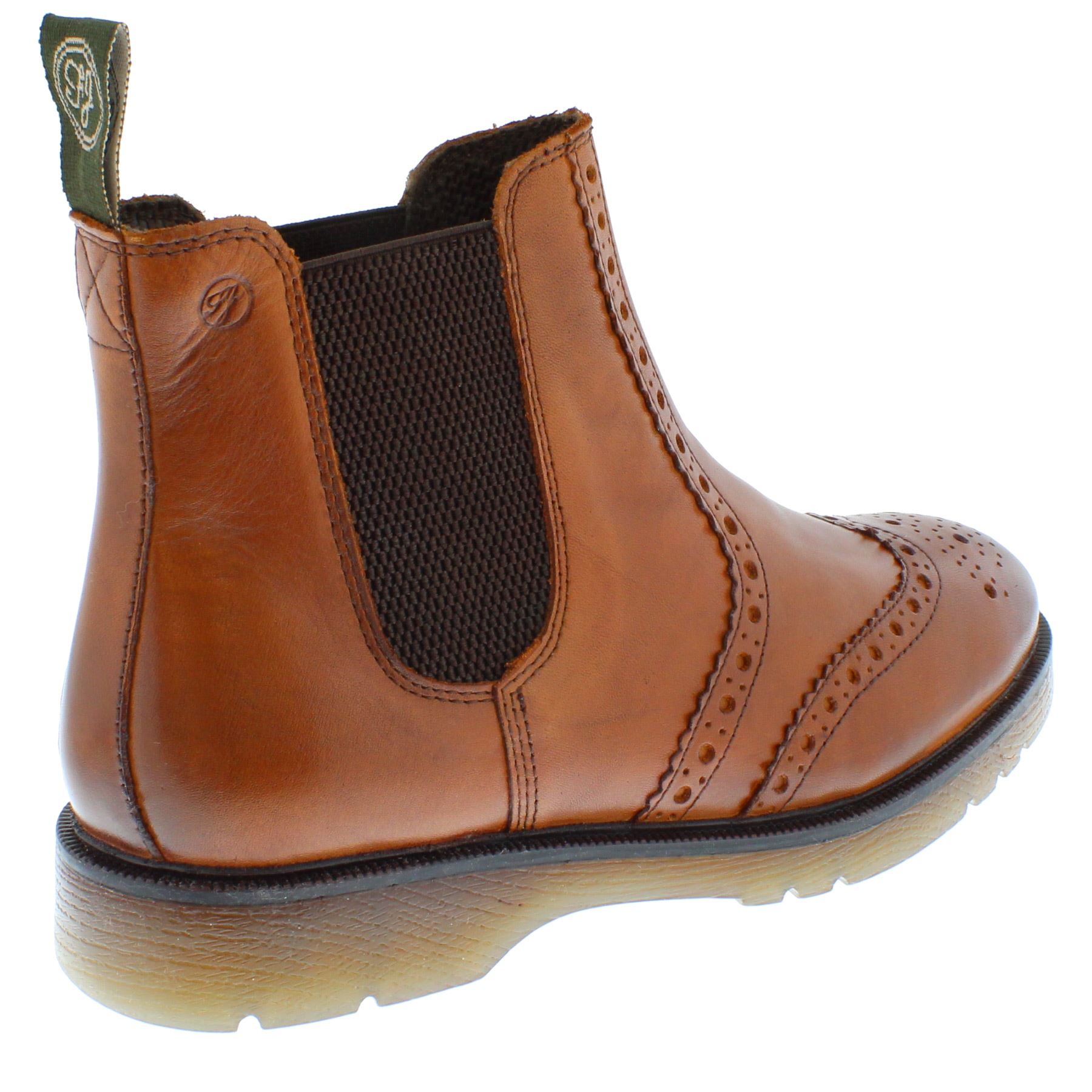 Herren Leder Hellbraun Chelsea Händler Brogue Stiefel Gepolstert Warkton Braun Schwarz - Bild 39 von 41
