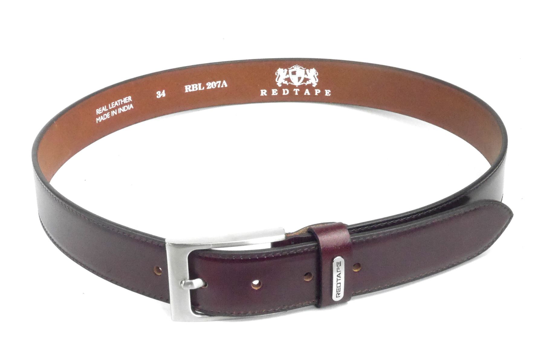 Cinturones de cuero para hombre Red Tape marrón bronceado bordo negro - Imagen 5 de 9