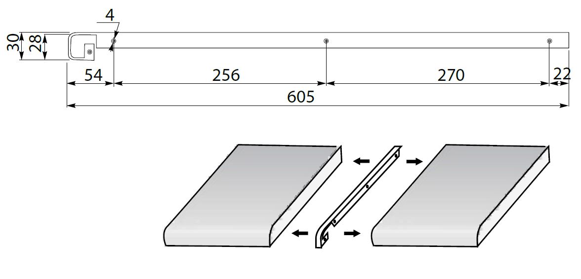 KITCHEN WORKTOP EDGING CORNER JOINT TRIM STRIP ALUMINIUM END CAP 30MM