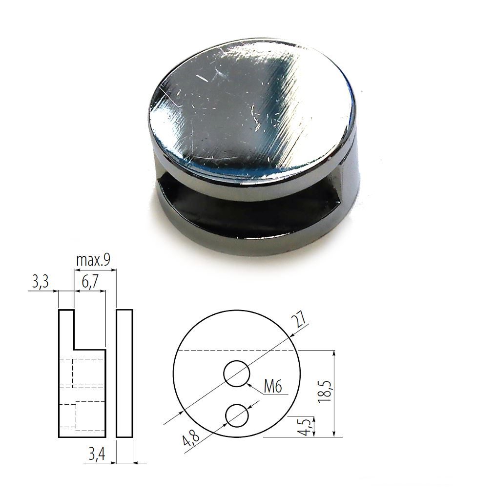 Mirror and Glass Hanging Kit Wall Bracket Round Clips Sets Chrome eBay