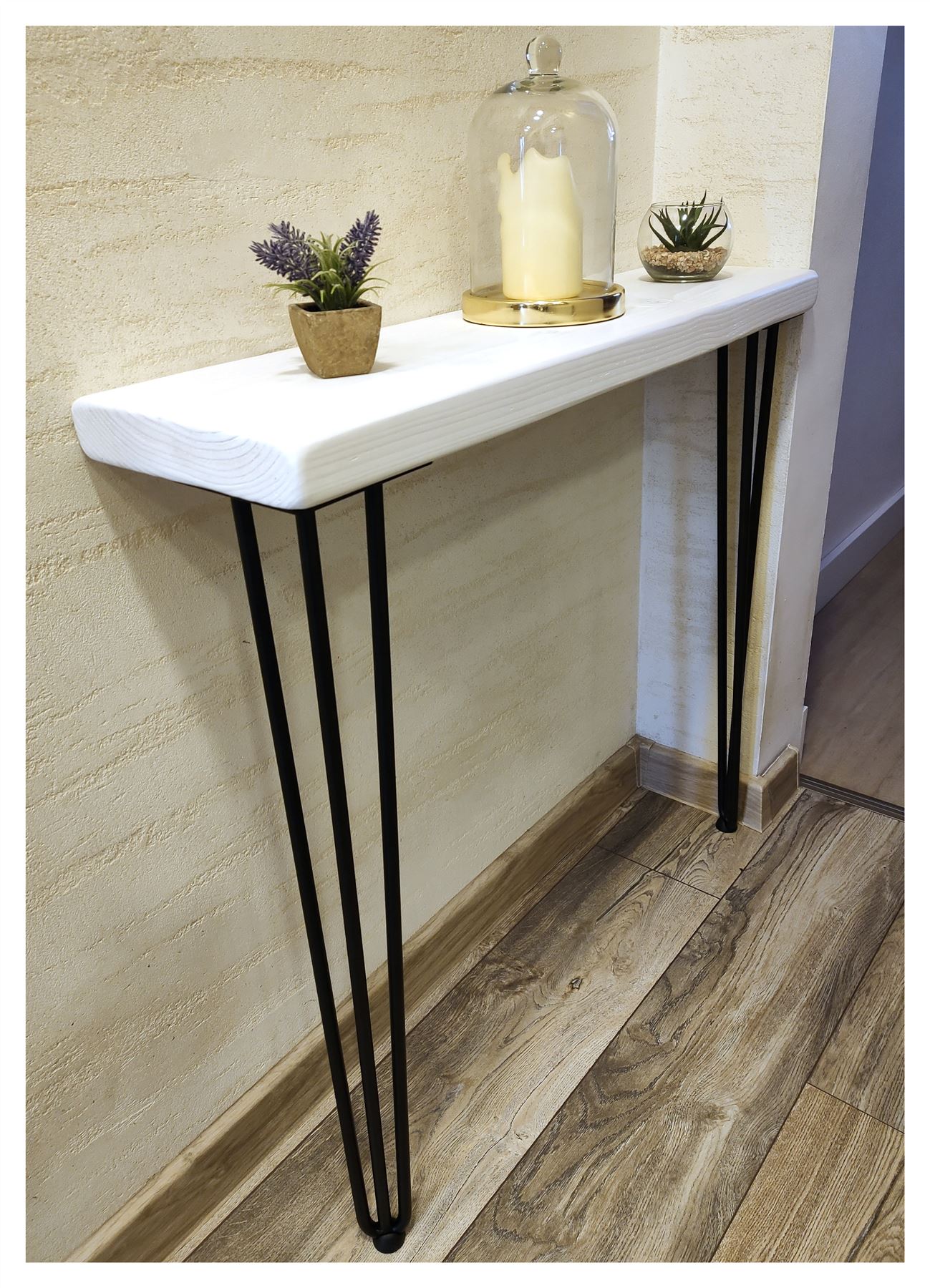Rustic Console Table Radiator 175mm Hairpin 3R 860mm White - Picture 42 of 51