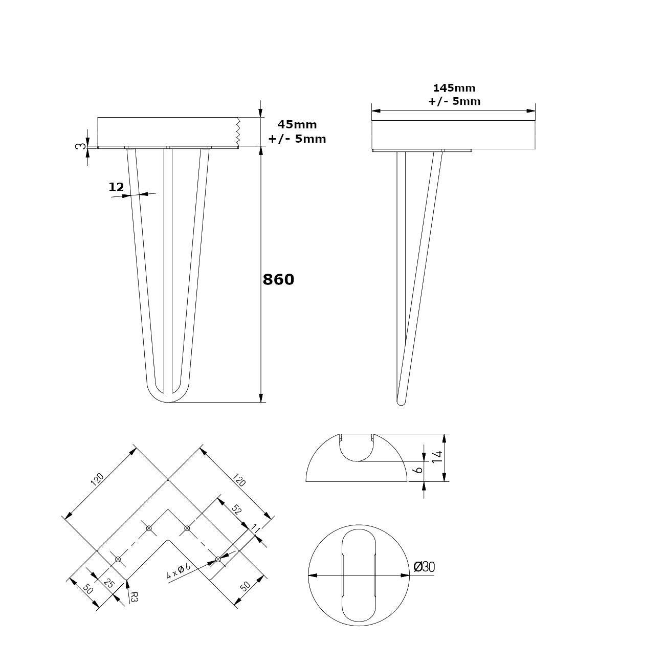 Rustikaler Konsolentisch Heizkörper 145 mm Hairpin 3R 860 mm Eiche dunkel - Bild 38 von 52