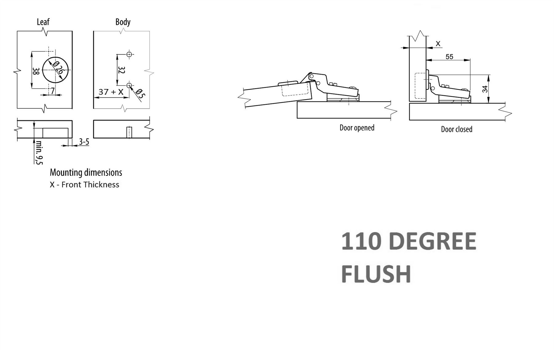Gabinete De Cocina Alacena Armario Puerta Bisagras medio Overlay Flush