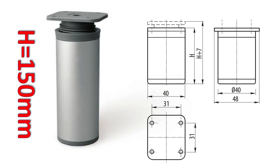 Aluminium Füße Beine Schränke Küche Möbel Chrom 70mm - 200mm | eBay