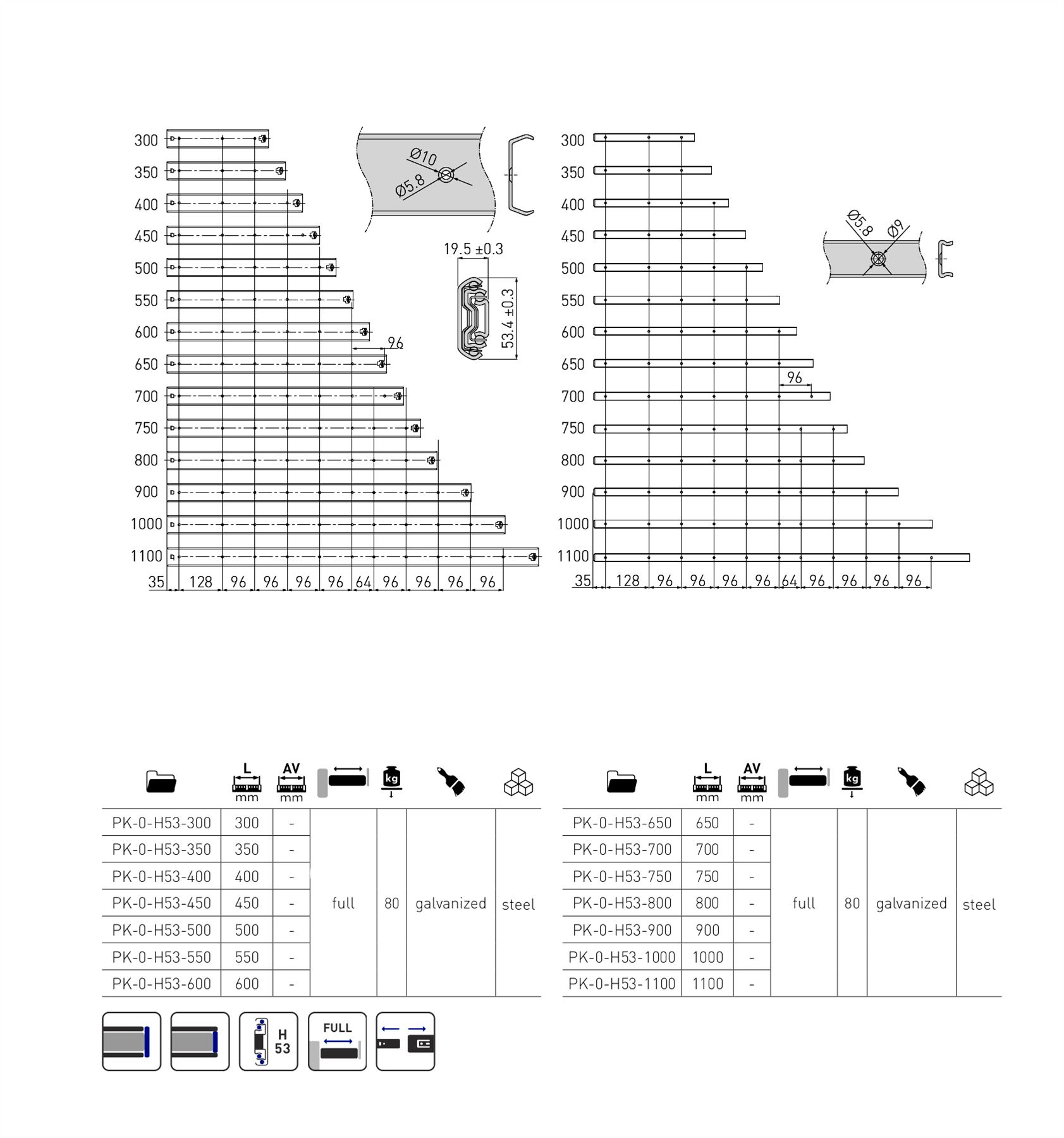 HEAVY DUTY Drawer Runners Slides Full Extension All Sizes 80kg max