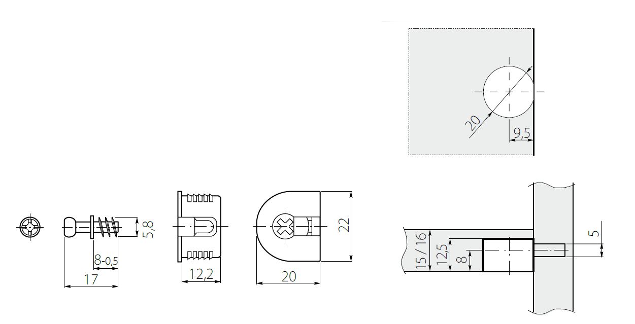 KNOCK DOWN CAM LOCK FLAT PACK FURNITURE FITTING, DOWEL ASSEMBLY PACKS