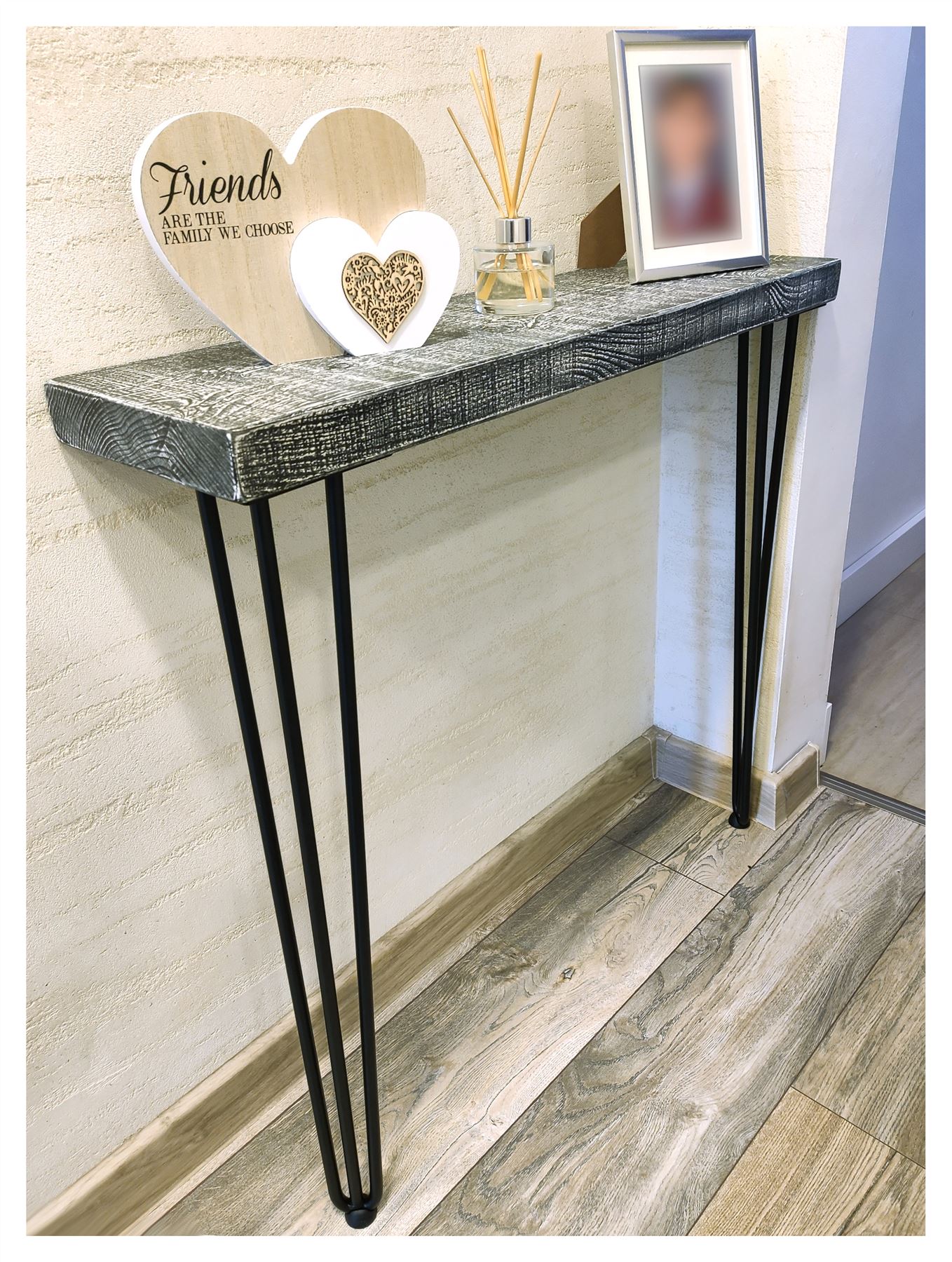 Rustic Console Table Radiator 145mm Hairpin 3R 860mm Monochrome - Picture 26 of 52